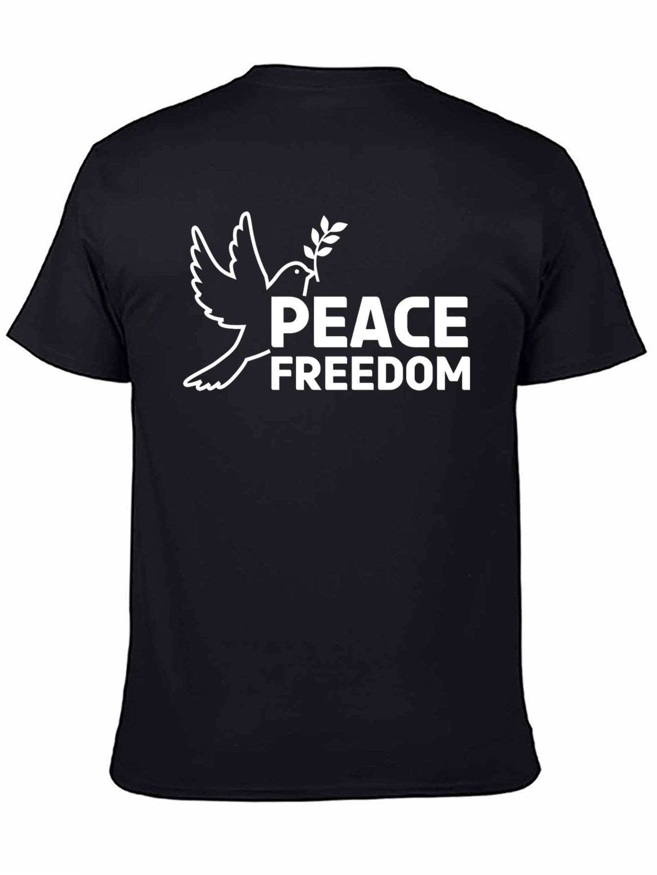 Peace Freedom Dove Graphic T-Shirt - Black