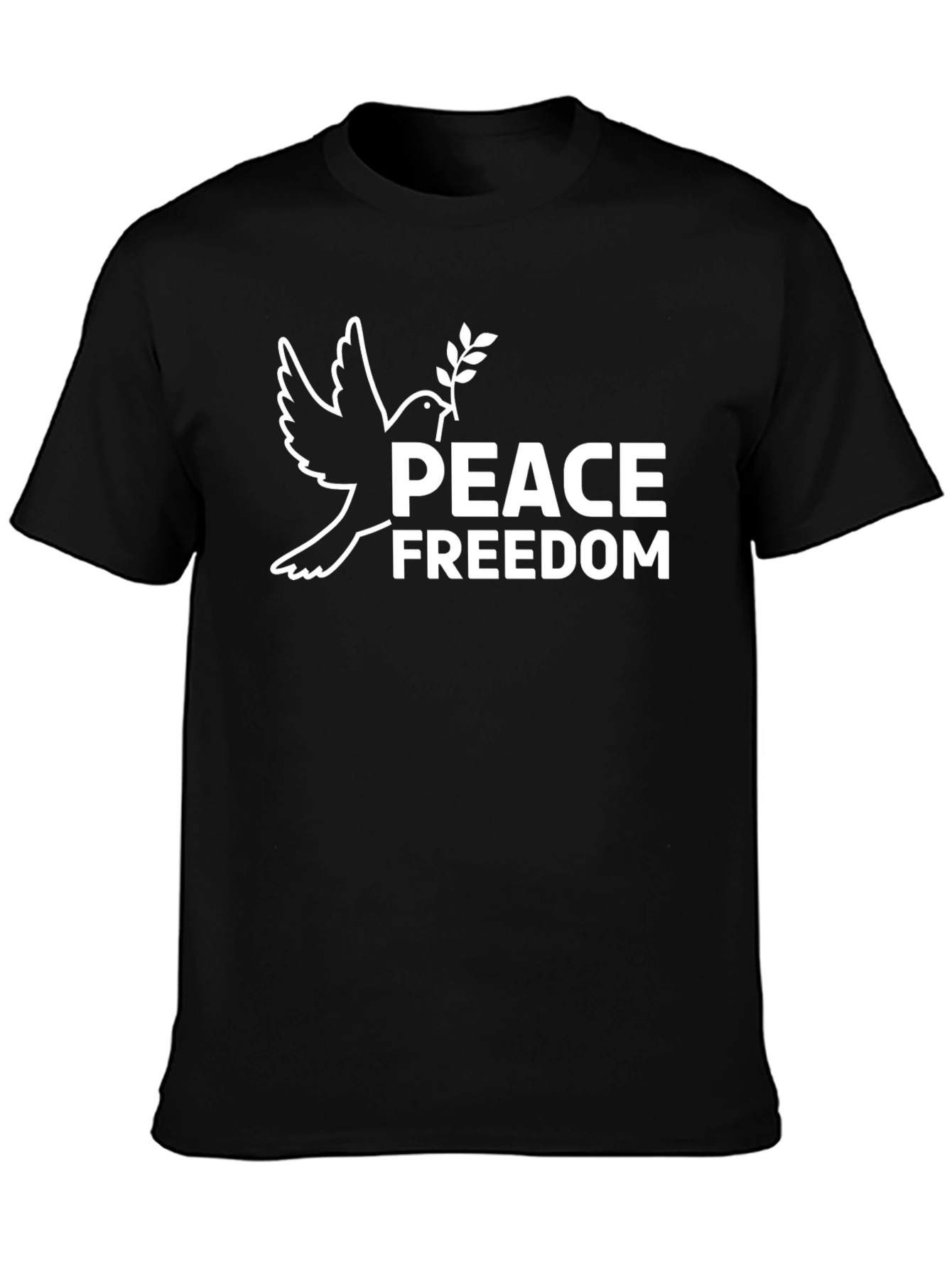 Peace Freedom Dove Graphic T-Shirt - Black
