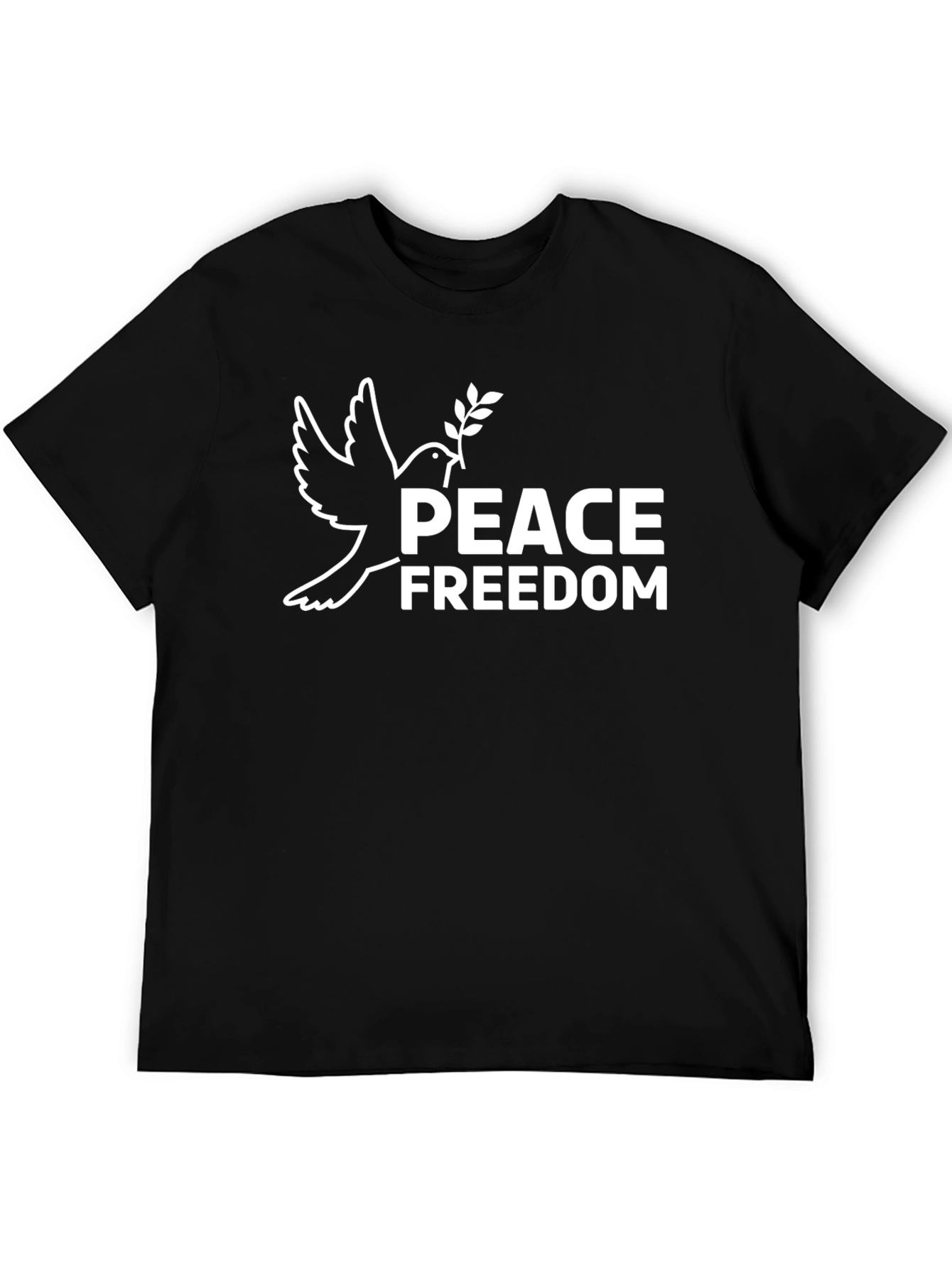 Peace Freedom Dove Graphic T-Shirt - Black