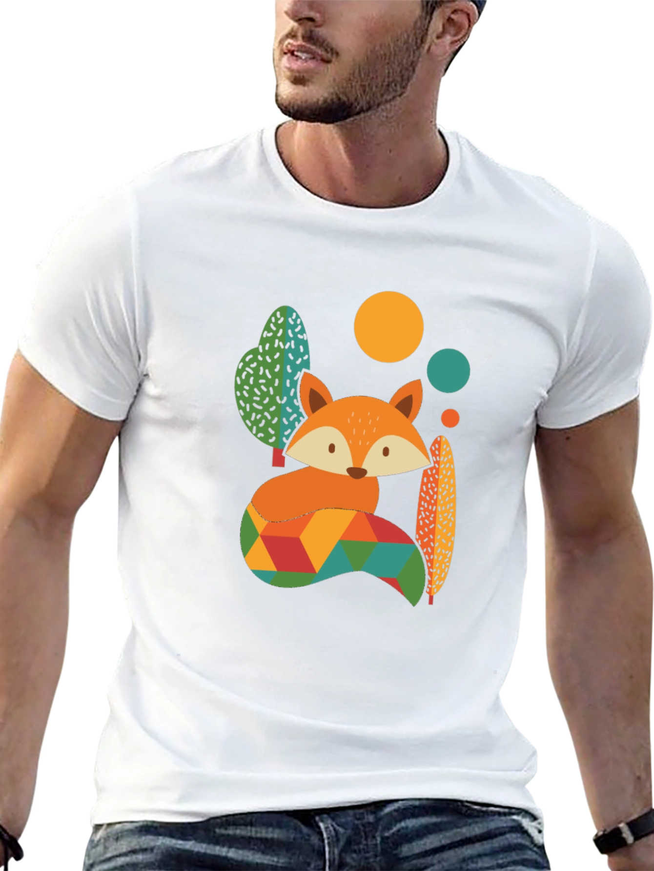 Geometric Fox Graphic Tee - Mens Black T-Shirt
