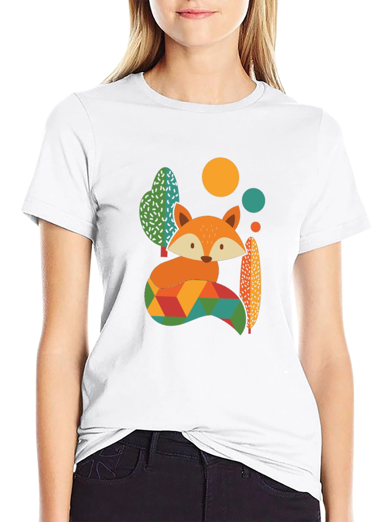 Geometric Fox Graphic Tee - Mens Black T-Shirt