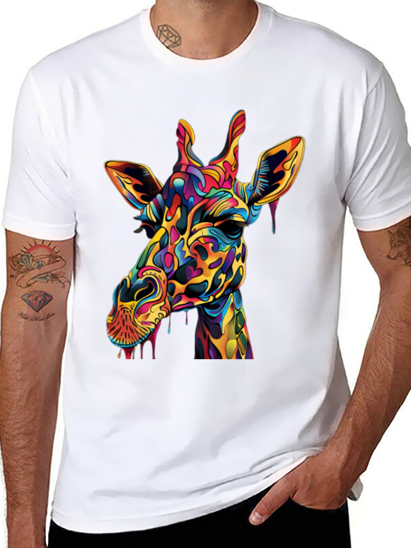 Colorful Giraffe Graphic Tee