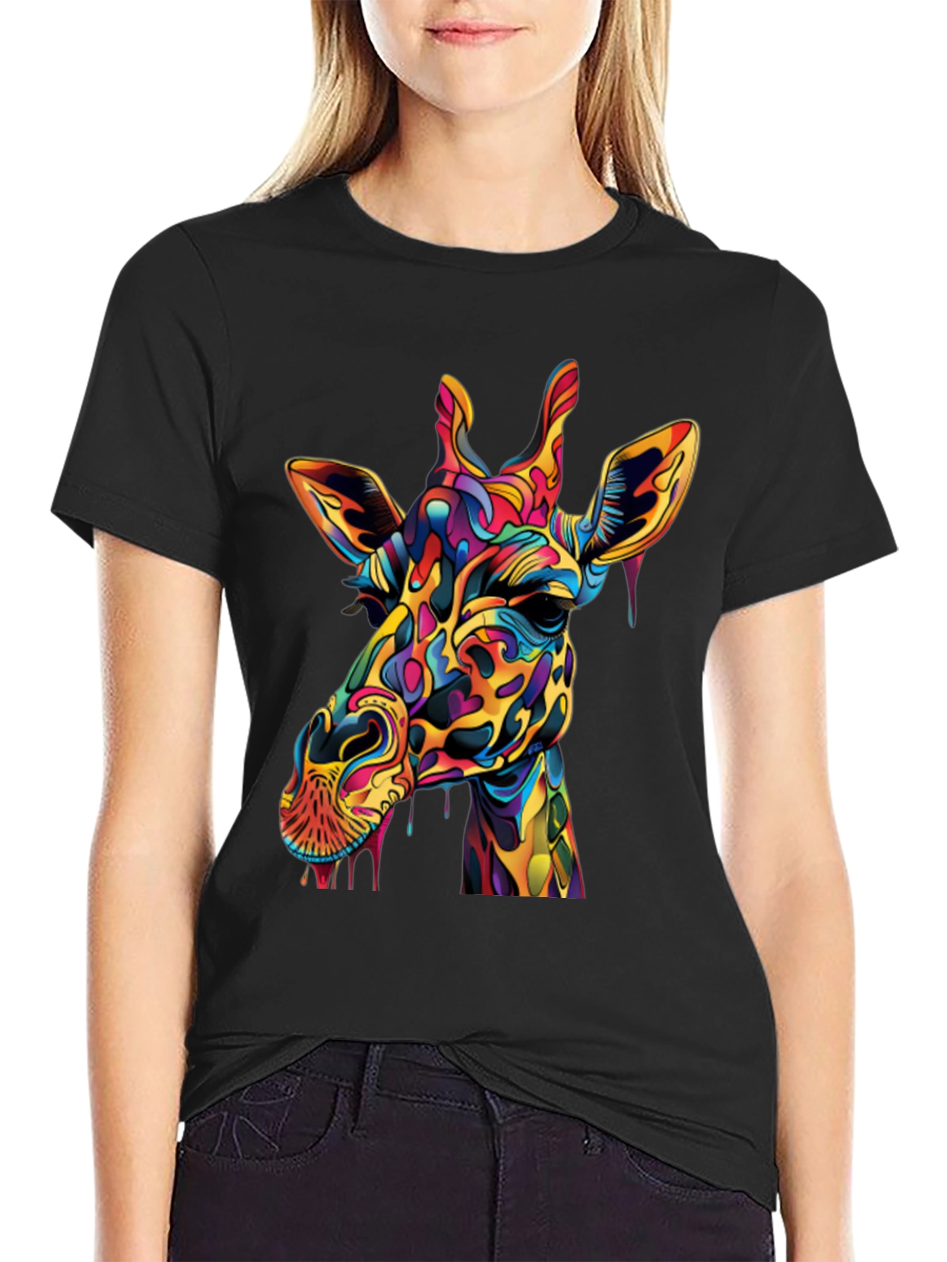 Colorful Giraffe Graphic Tee