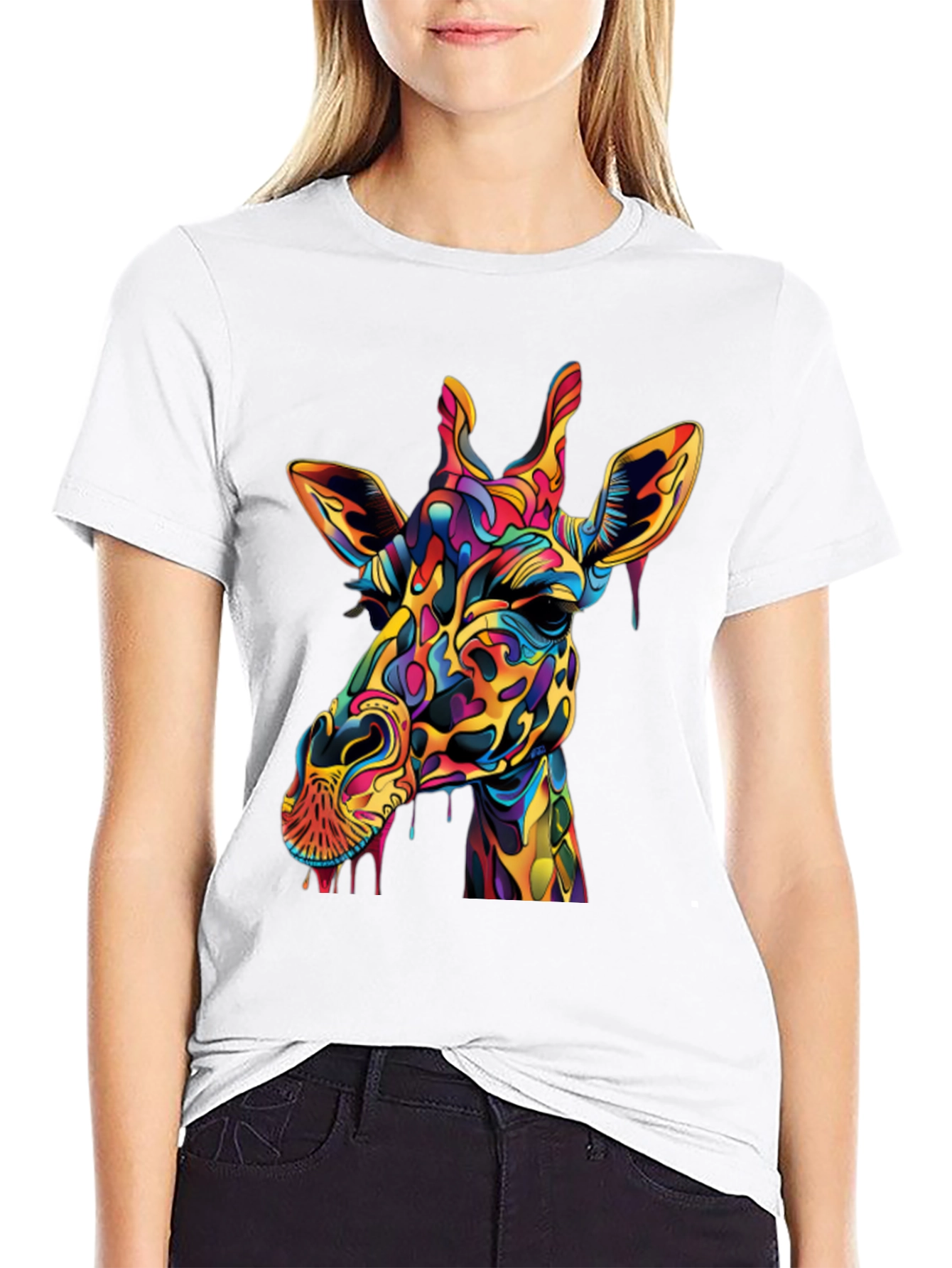 Colorful Giraffe Graphic Tee