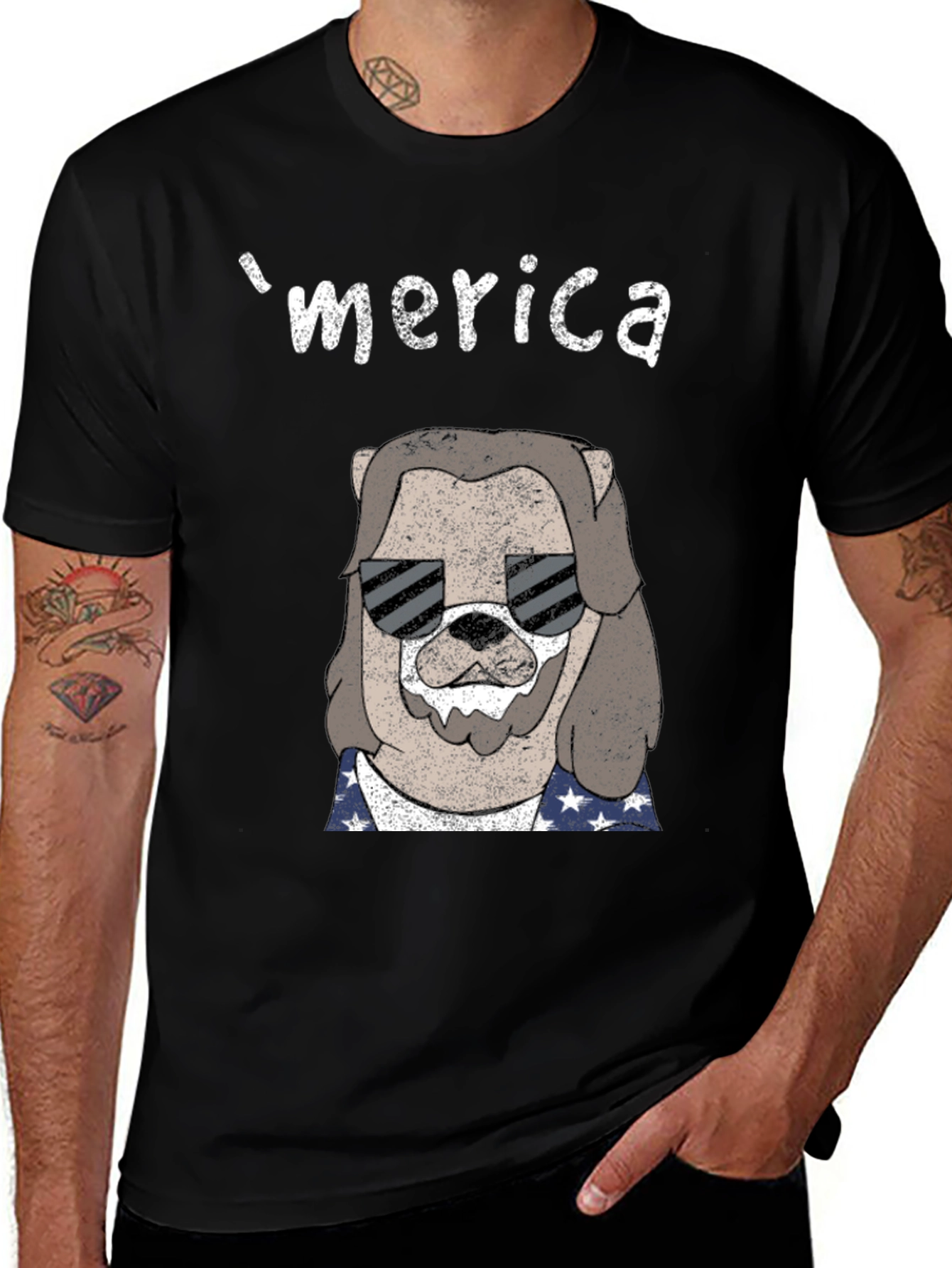 Merica Dog Graphic T-Shirt