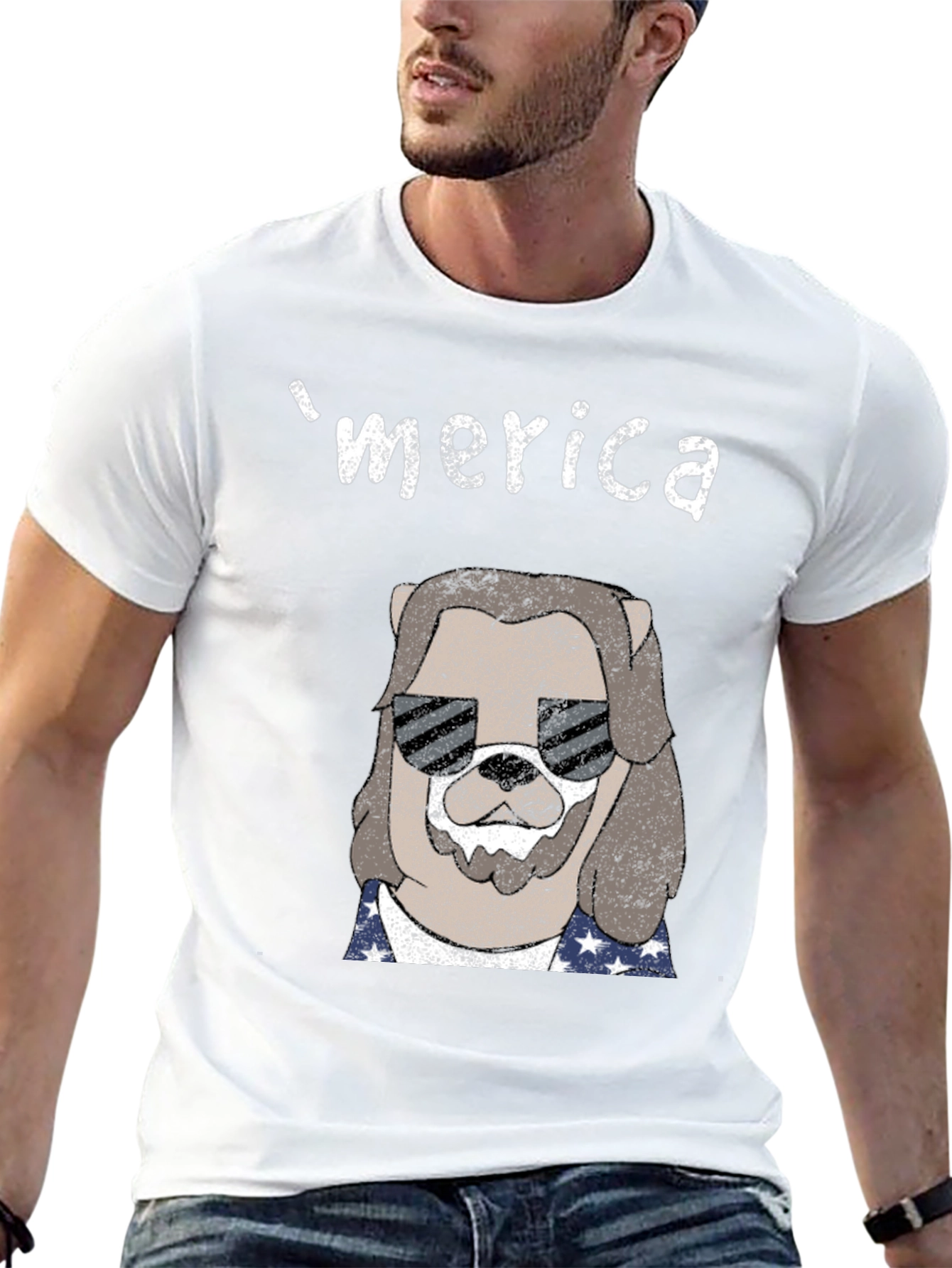Merica Dog Graphic T-Shirt