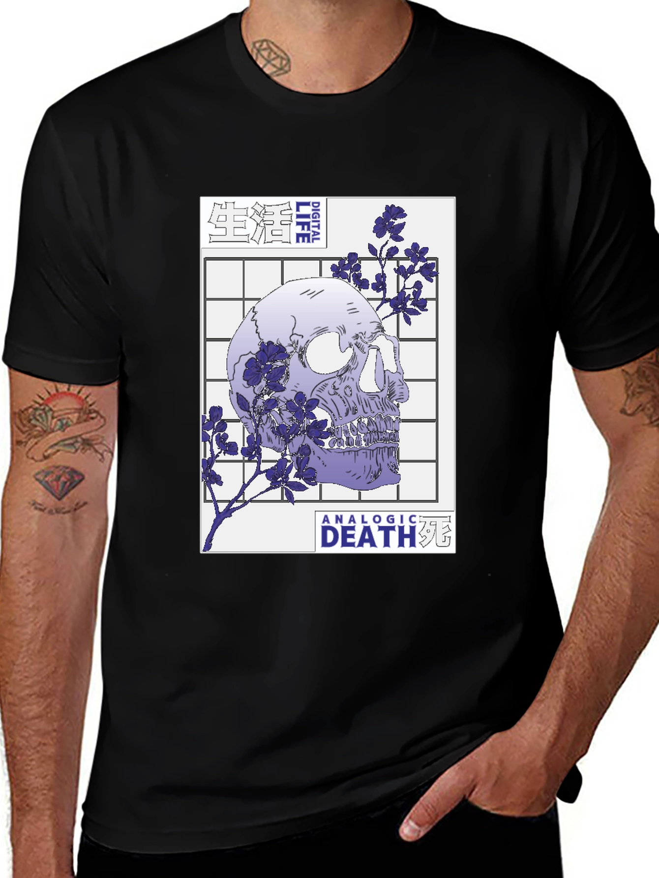 Skull and Flowers Graphic T-Shirt