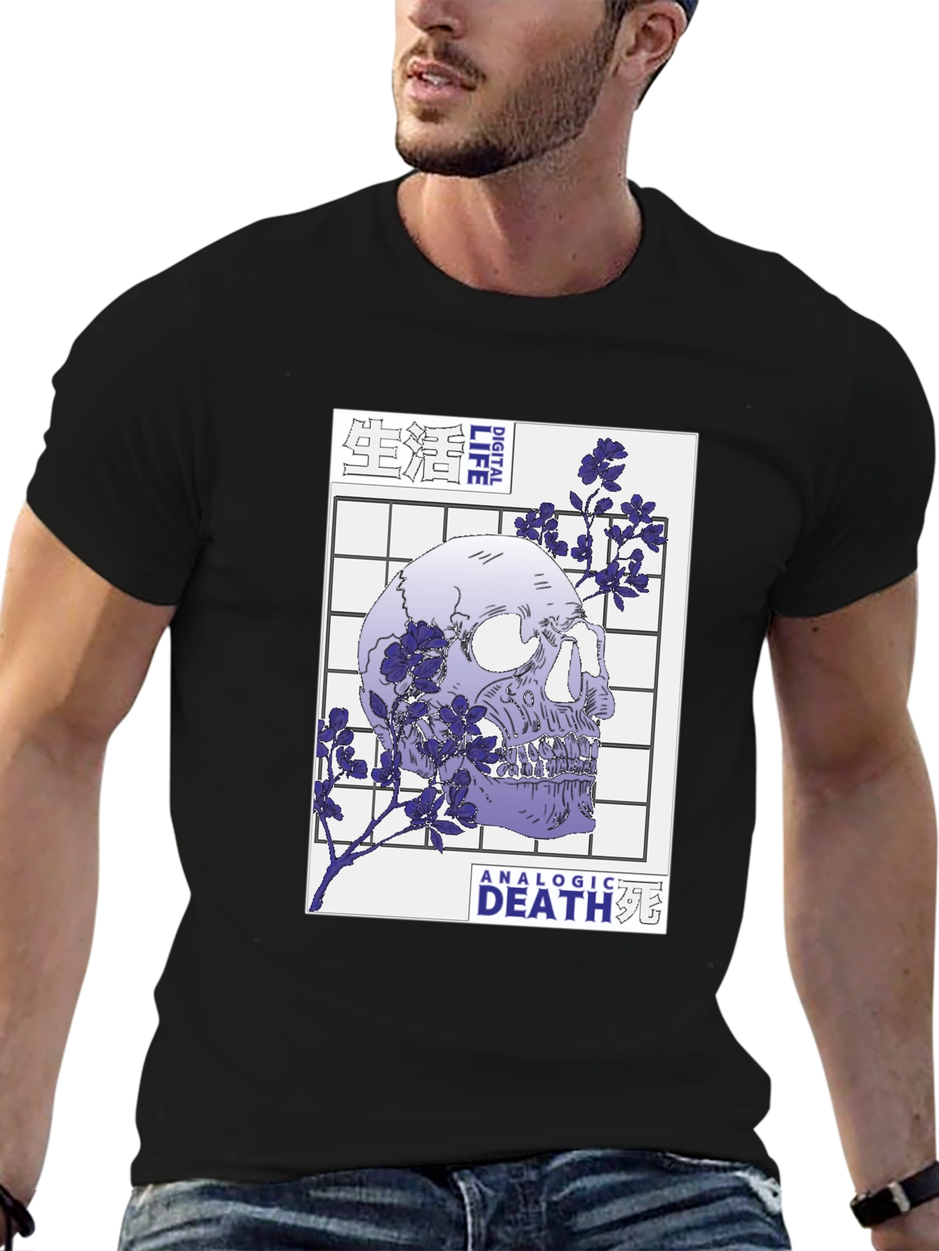 Skull and Flowers Graphic T-Shirt