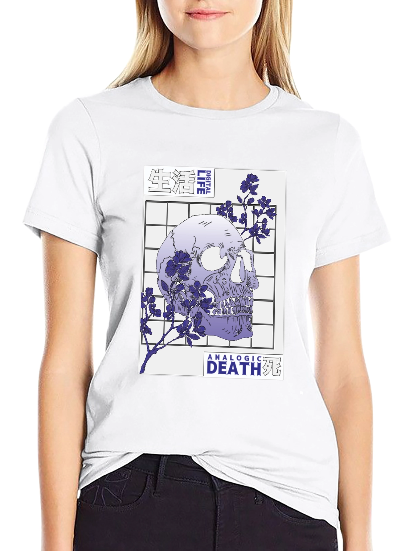 Skull and Flowers Graphic T-Shirt