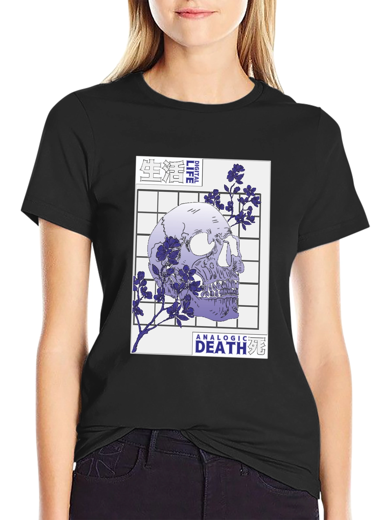 Skull and Flowers Graphic T-Shirt