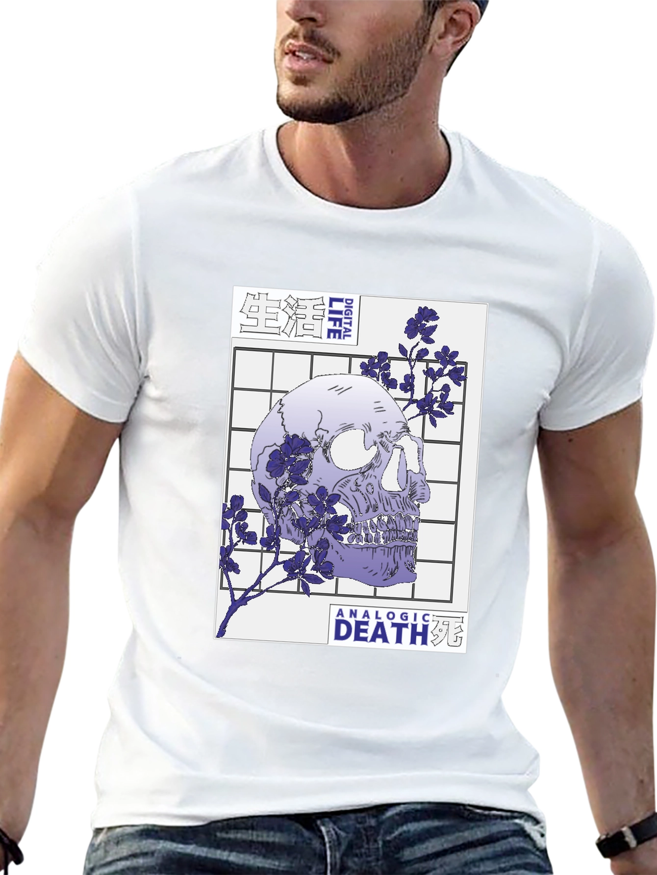 Skull and Flowers Graphic T-Shirt