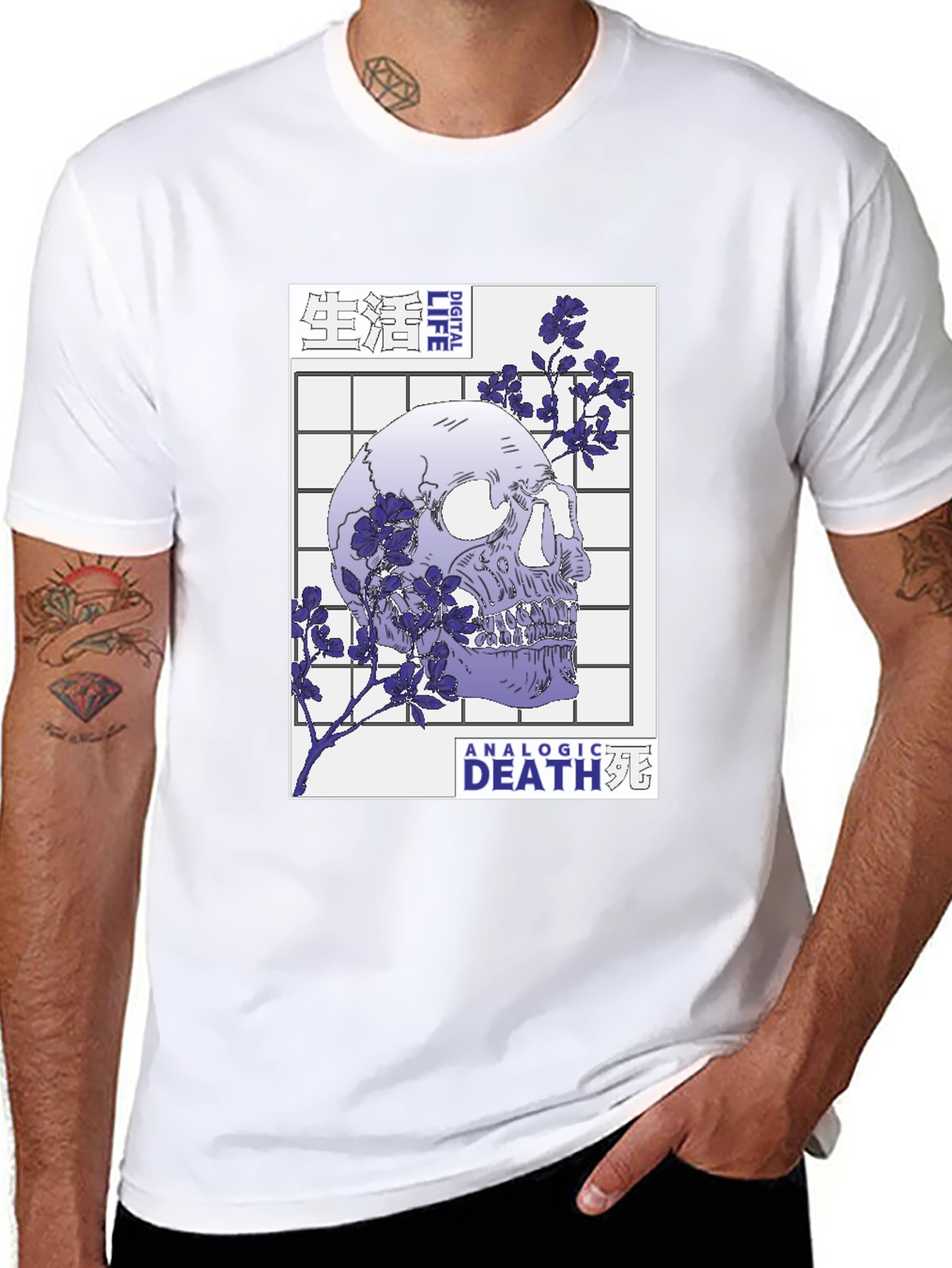 Skull and Flowers Graphic T-Shirt