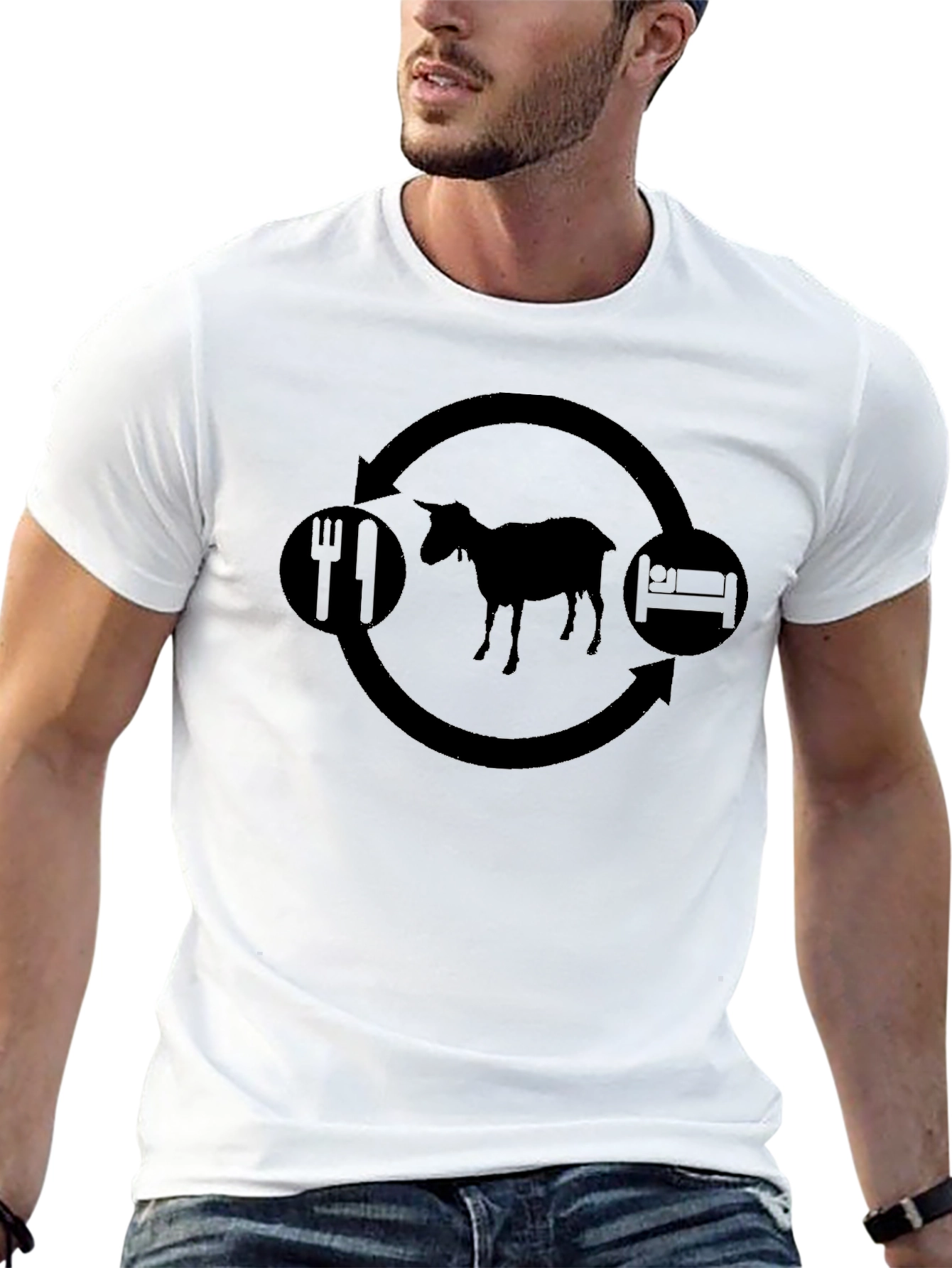 Eat Sleep Goat Repeat Black T-Shirt