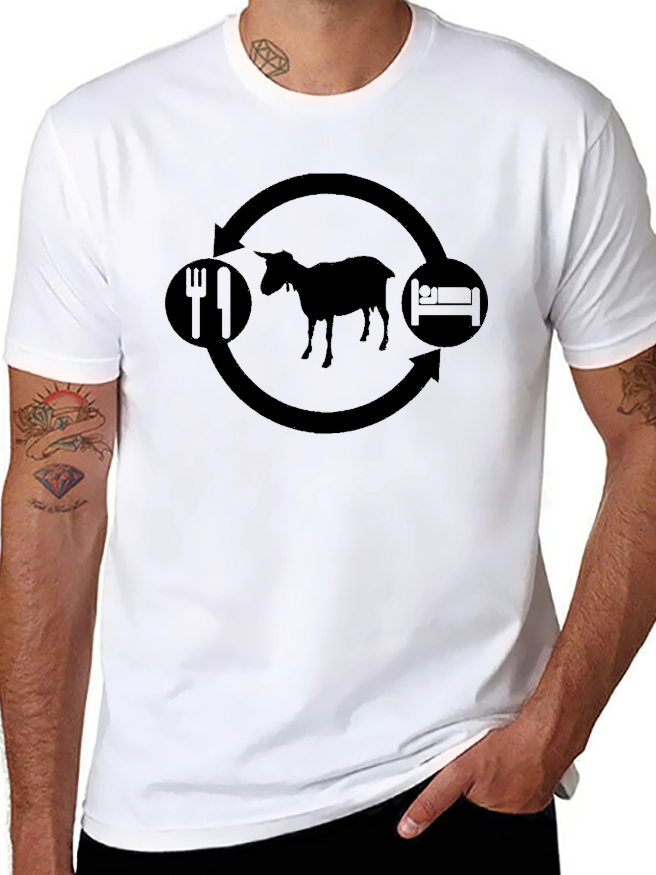 Eat Sleep Goat Repeat Black T-Shirt