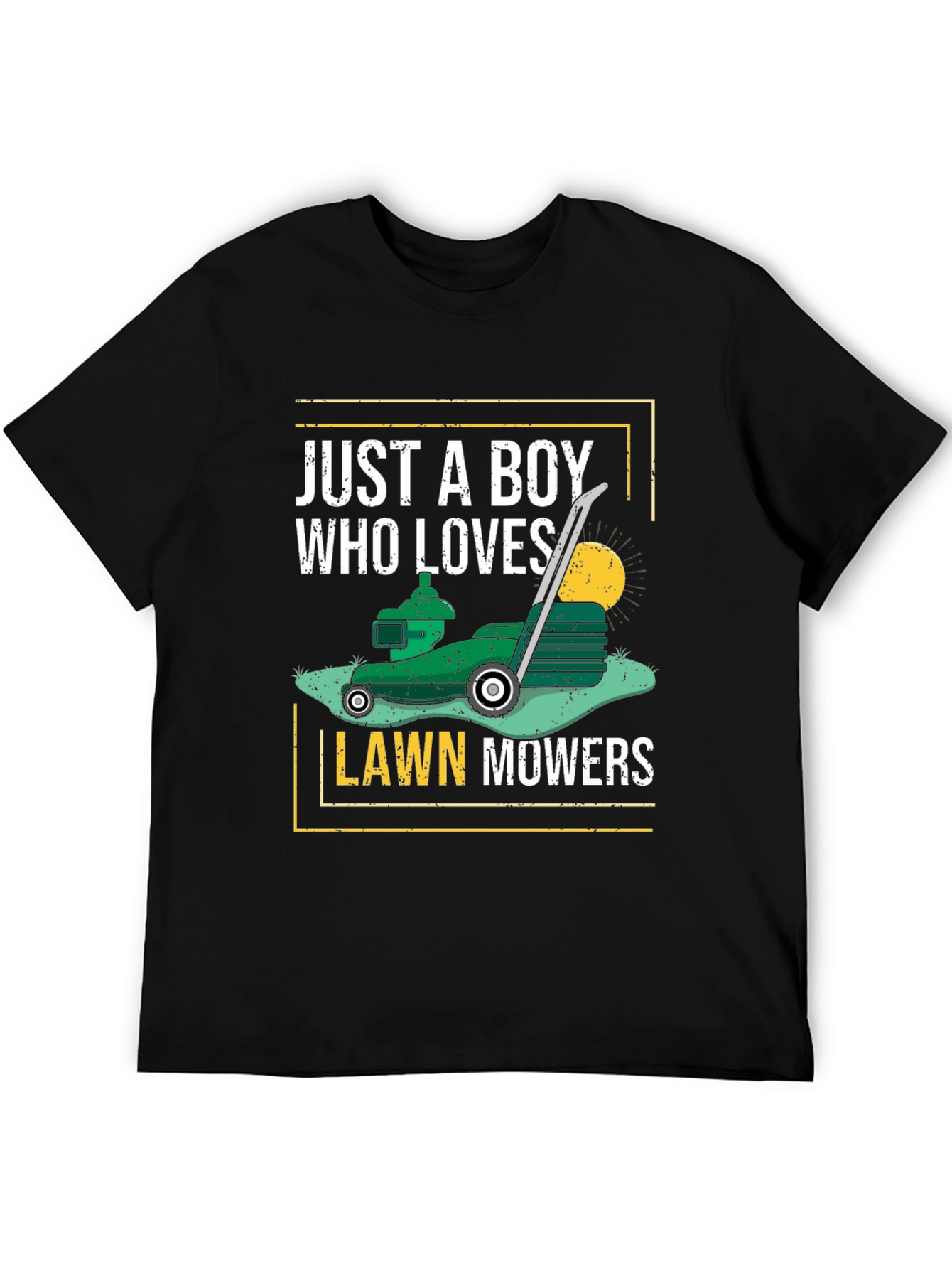 Just A Boy Who Loves Lawn Mowers Black T-Shirt