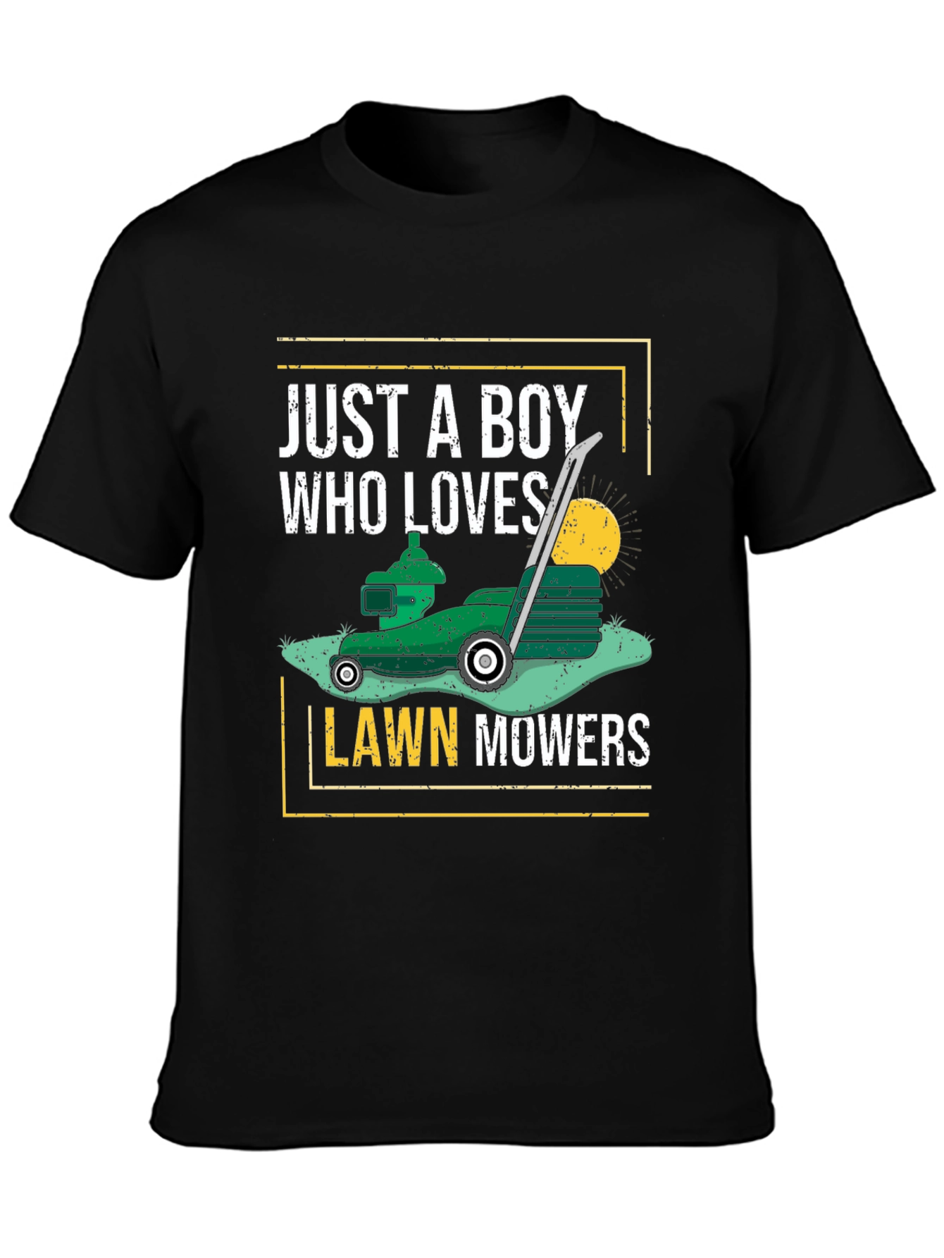 Just A Boy Who Loves Lawn Mowers Black T-Shirt