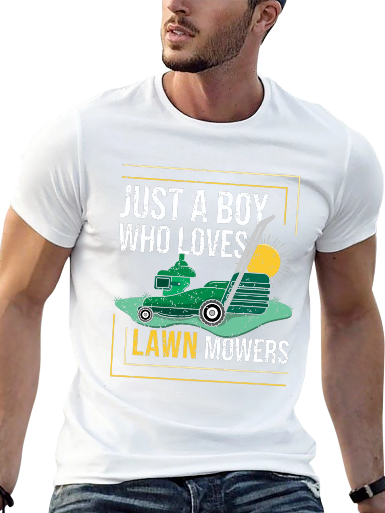 Just A Boy Who Loves Lawn Mowers Black T-Shirt