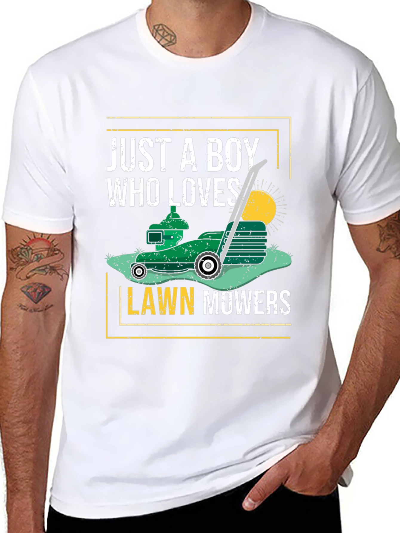 Just A Boy Who Loves Lawn Mowers Black T-Shirt