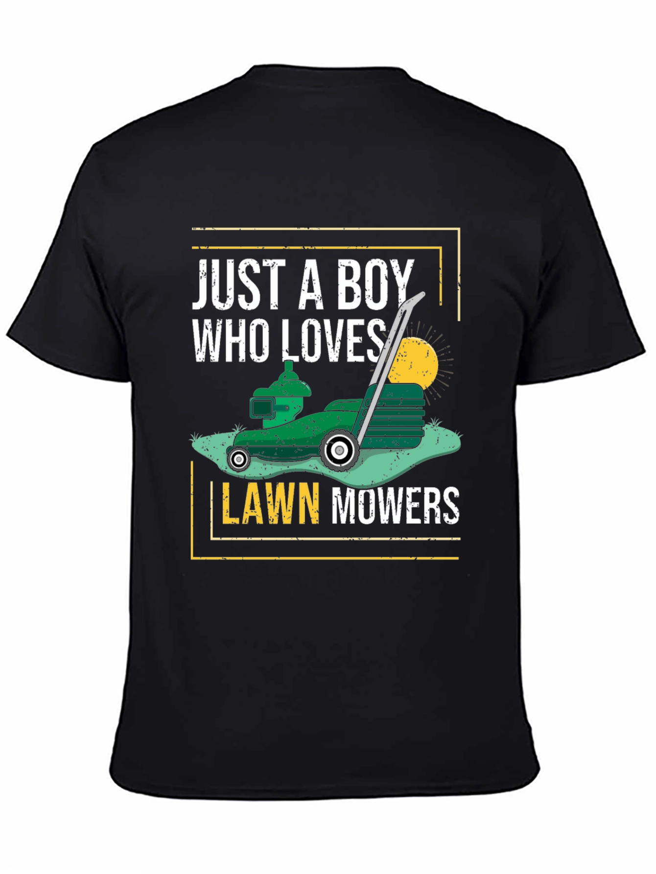 Just A Boy Who Loves Lawn Mowers Black T-Shirt