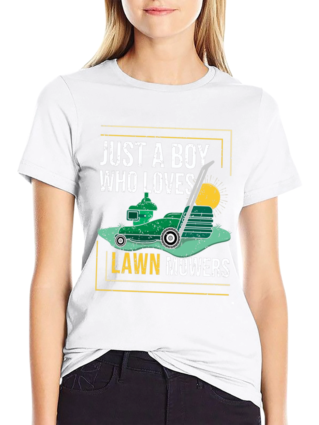Just A Boy Who Loves Lawn Mowers Black T-Shirt