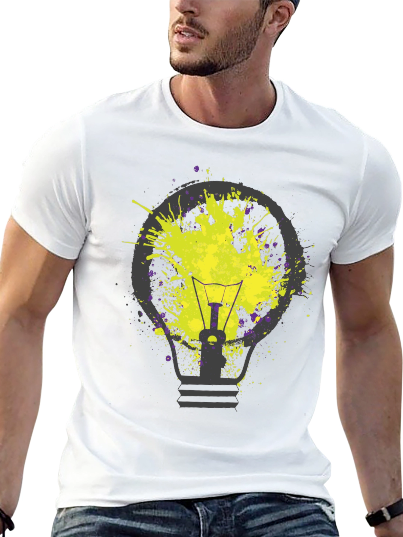 Idea Bulb Splatter Graphic Tee - Unique Design