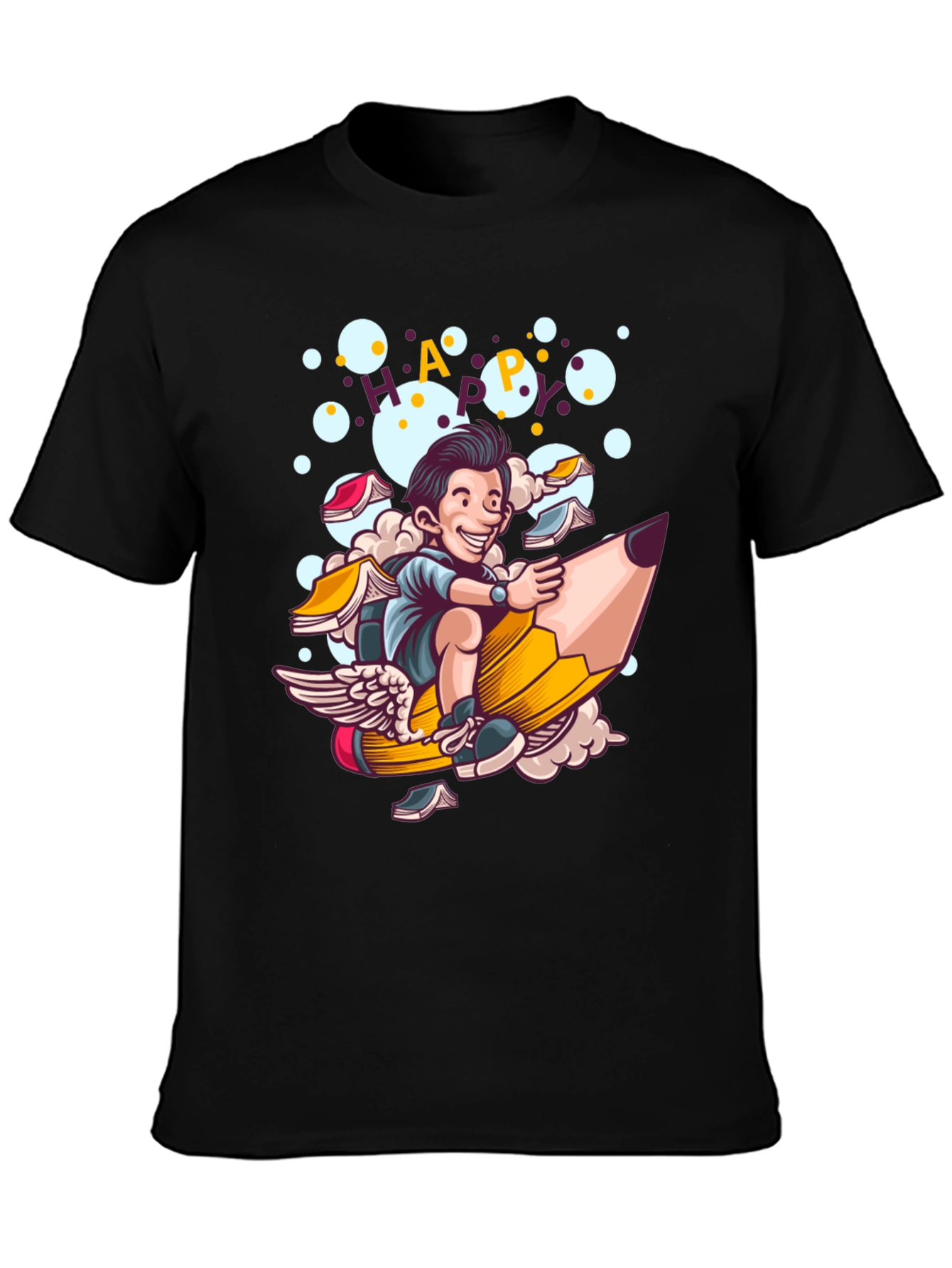 Happy Cartoon Graphic Print T-Shirt