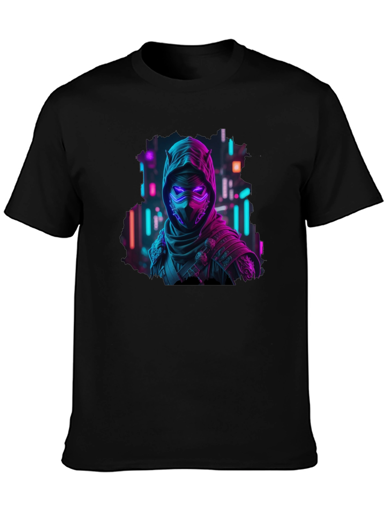 Neon Cyberpunk Ninja Graphic T-Shirt