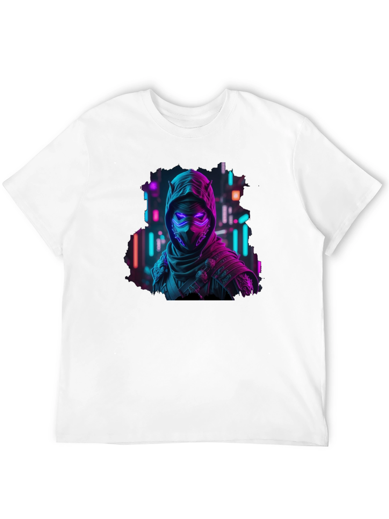 Neon Cyberpunk Ninja Graphic T-Shirt