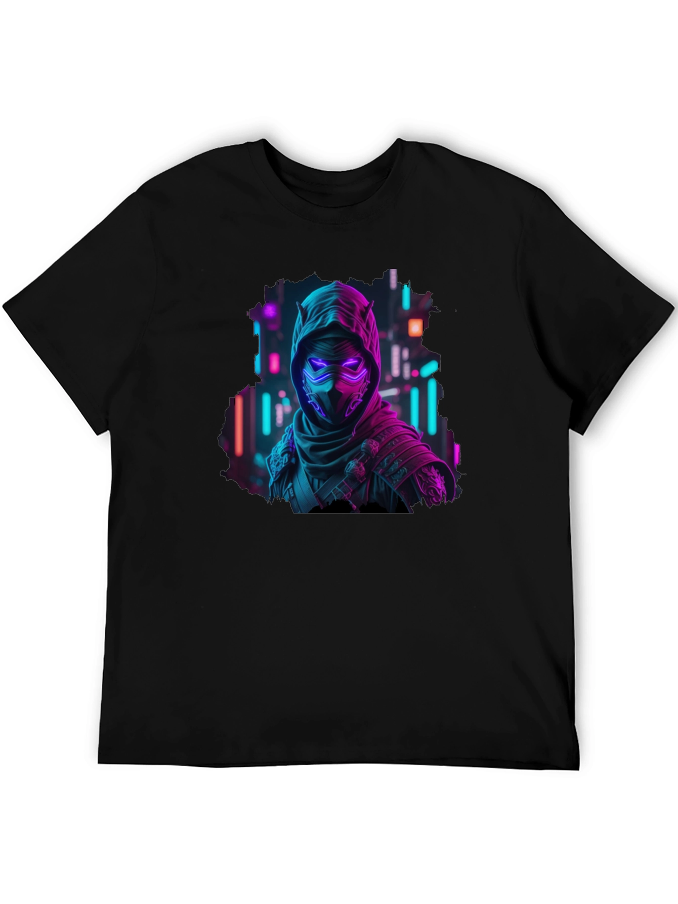 Neon Cyberpunk Ninja Graphic T-Shirt