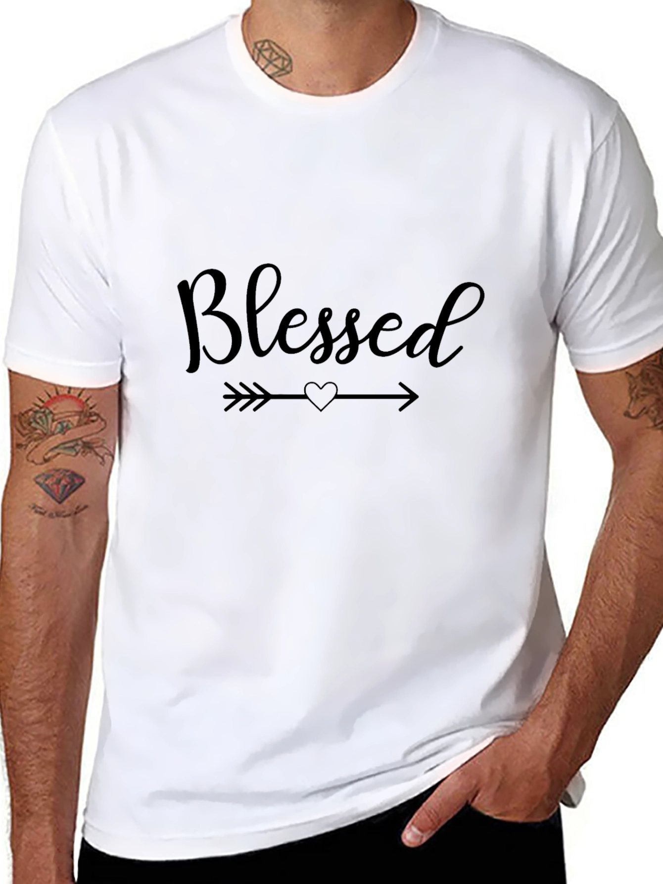 Blessed Arrow Heart Graphic Black T-Shirt