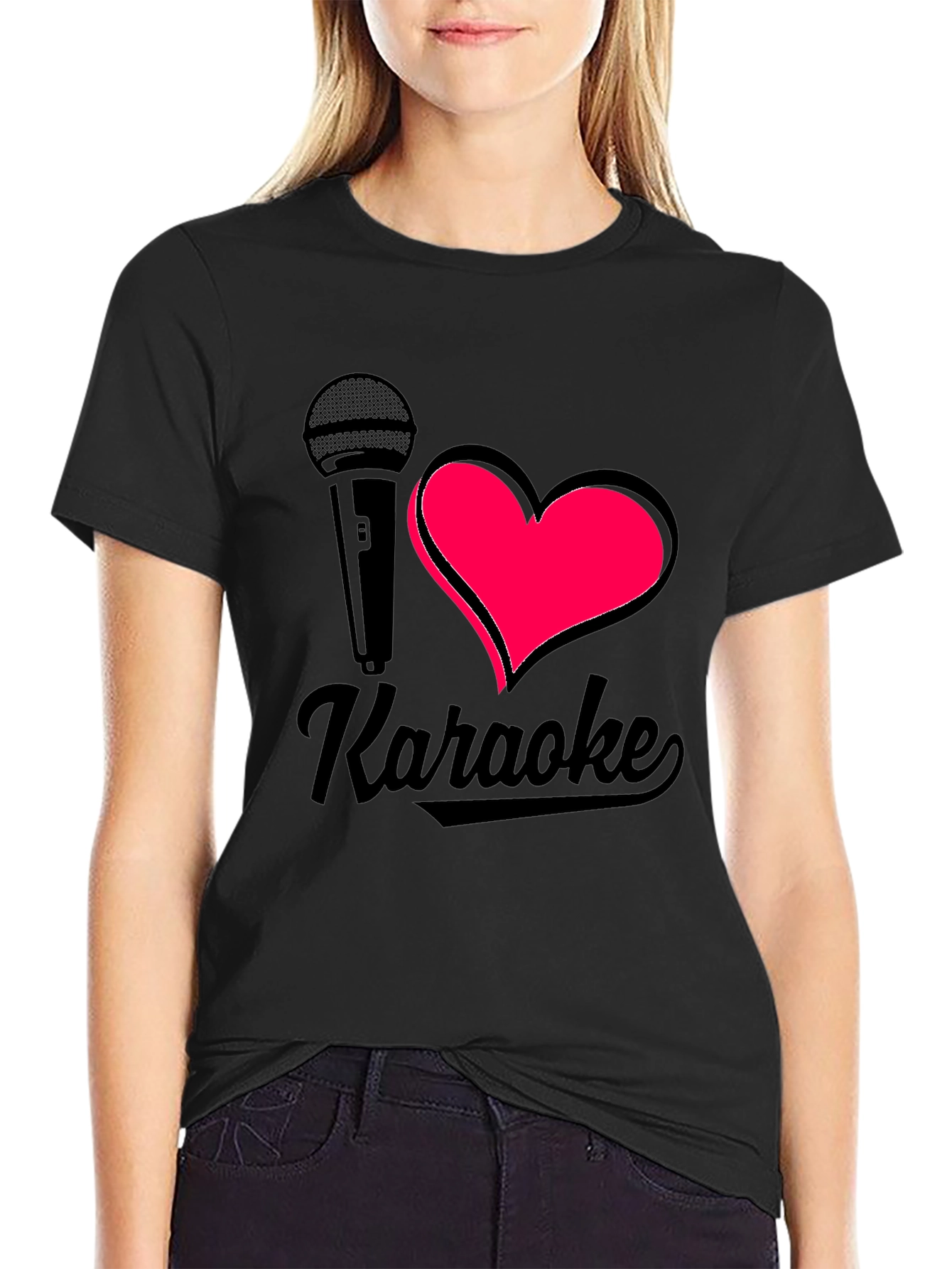 I Heart Karaoke Black Graphic Tee Shirt