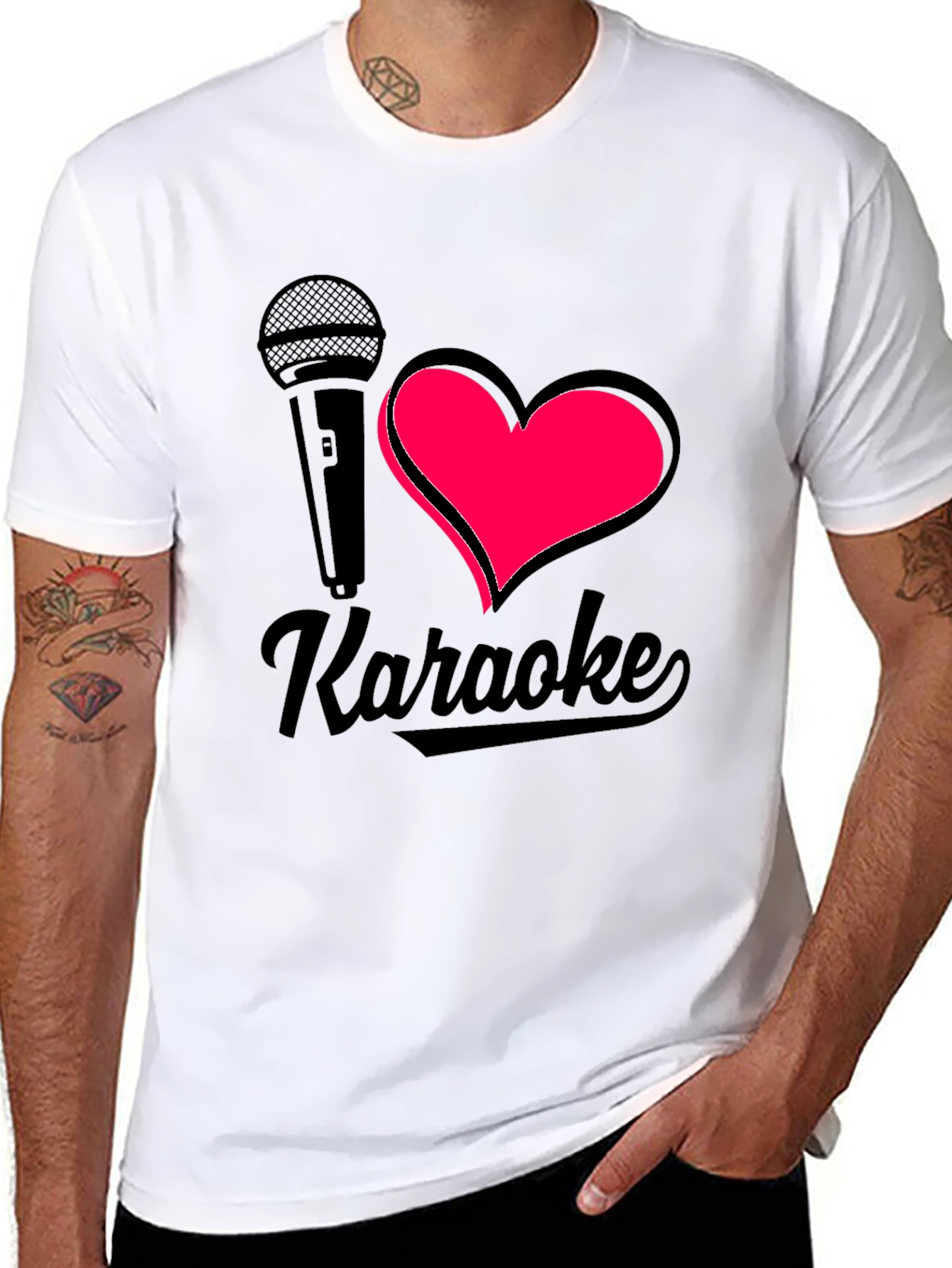 I Heart Karaoke Black Graphic Tee Shirt
