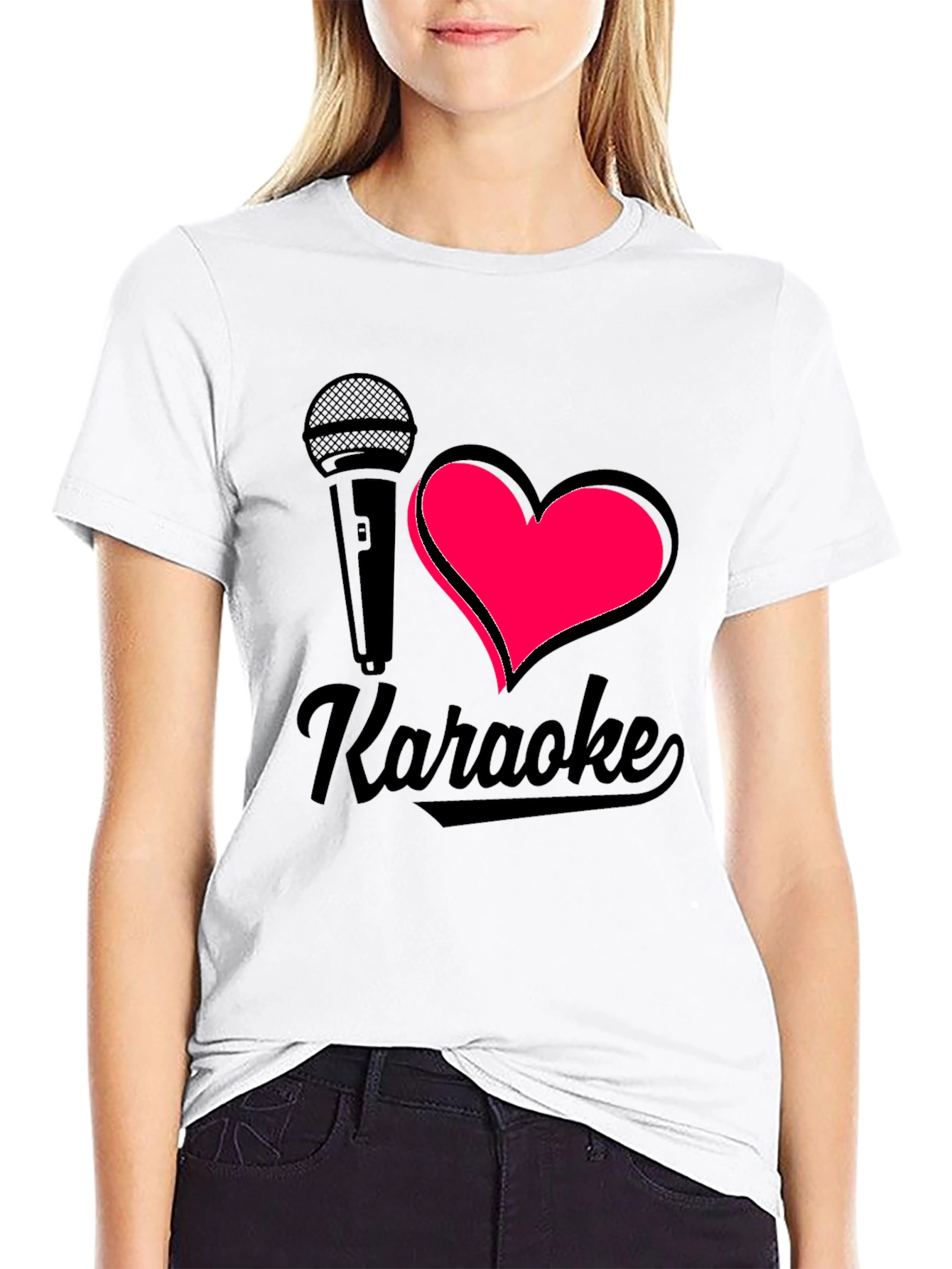 I Heart Karaoke Black Graphic Tee Shirt