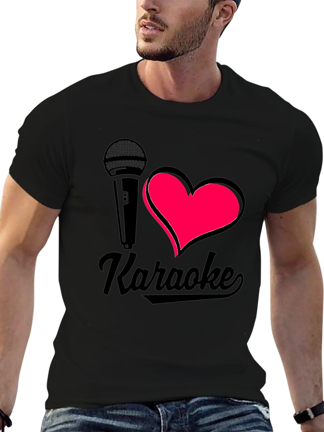 I Heart Karaoke Black Graphic Tee Shirt