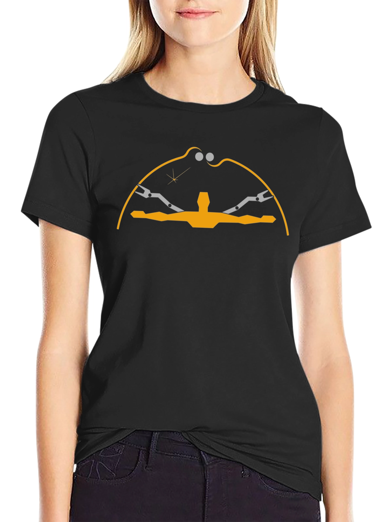 Abstract Robotic Figure Graphic Tee - Black