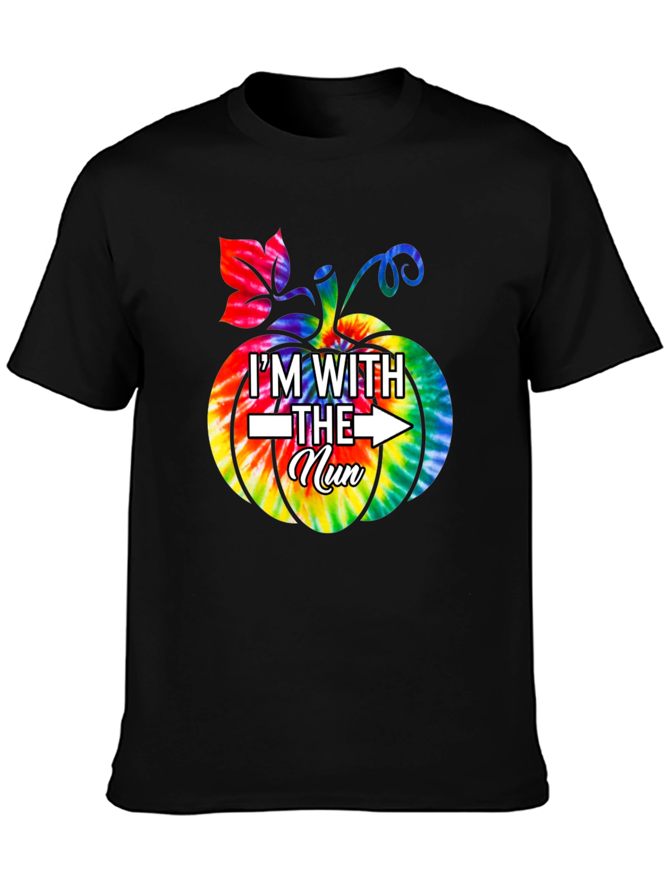Im With The Nun Halloween Tie-Dye Pumpkin T-Shirt