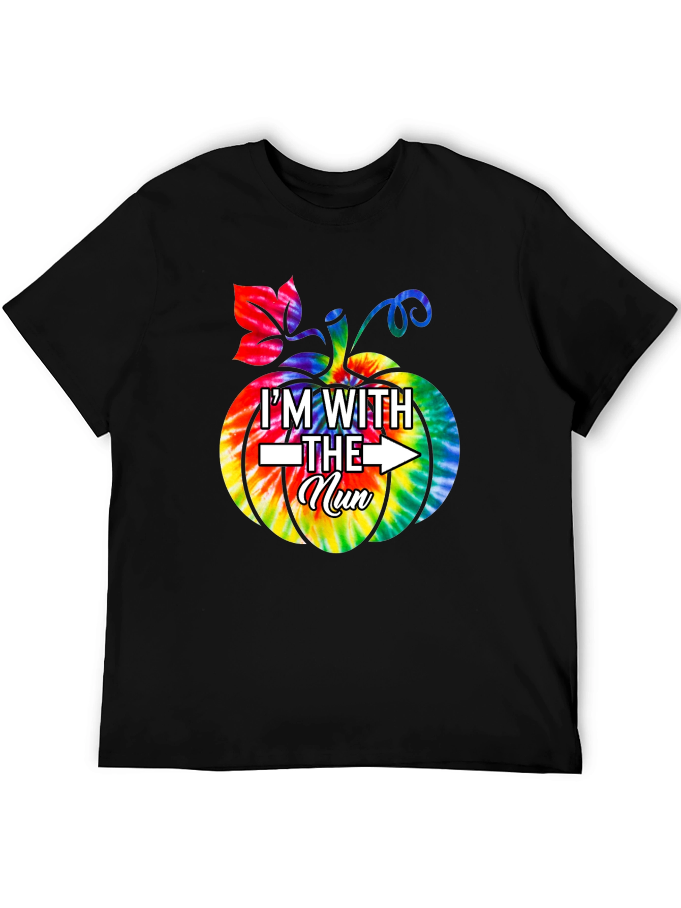 Im With The Nun Halloween Tie-Dye Pumpkin T-Shirt