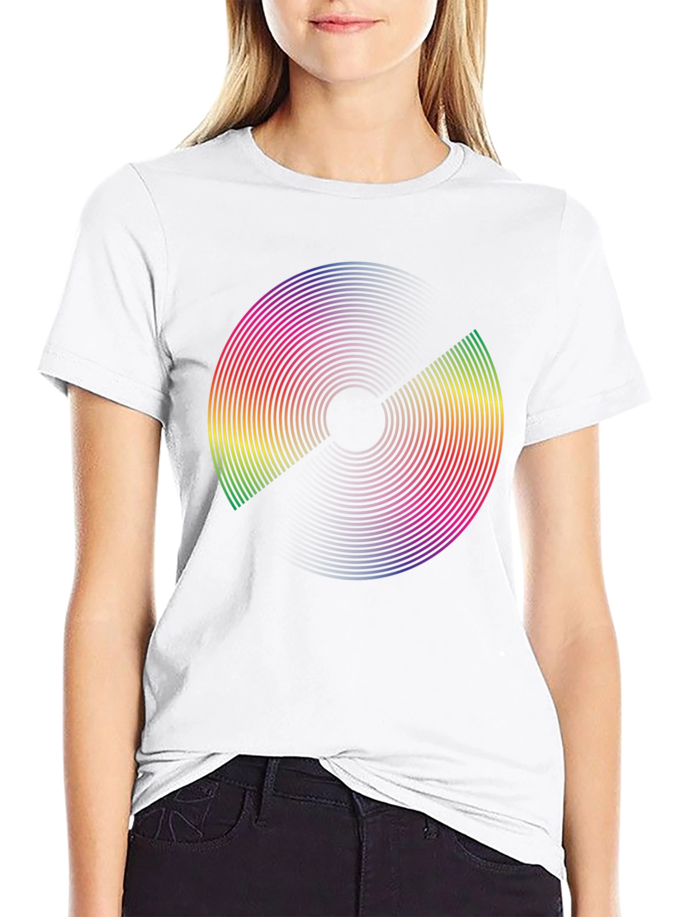 Rainbow Circle Graphic Black T-Shirt