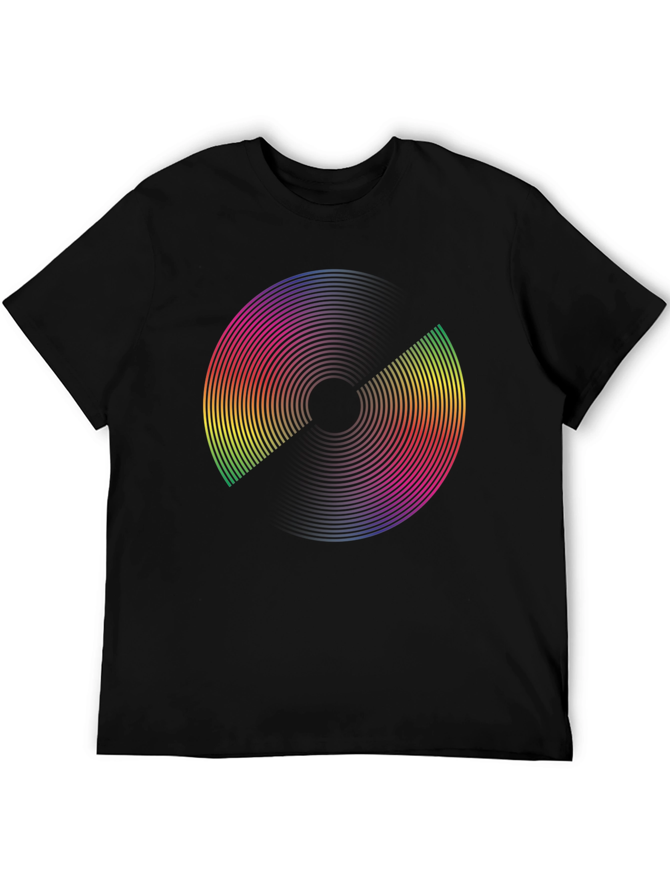 Rainbow Circle Graphic Black T-Shirt