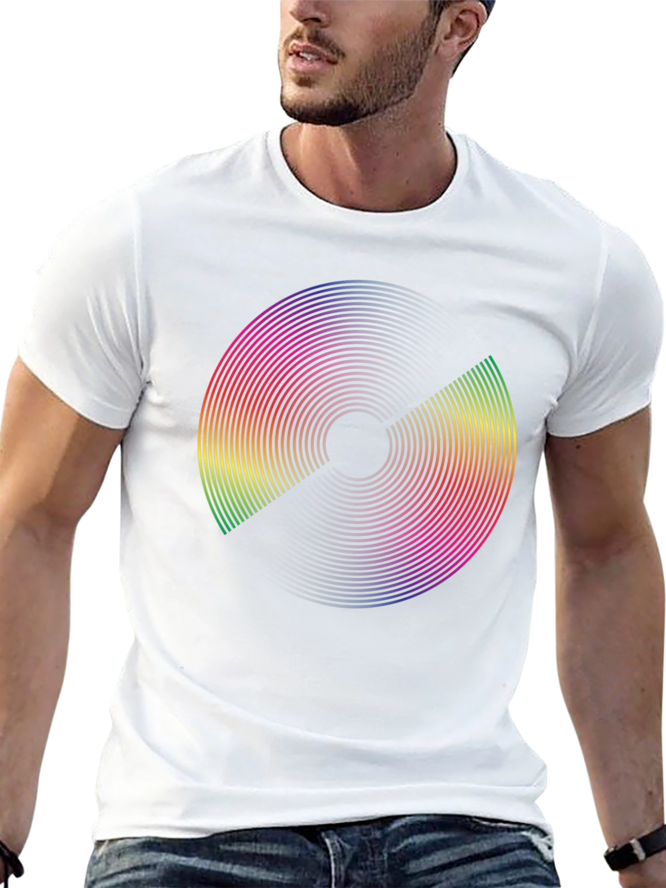 Rainbow Circle Graphic Black T-Shirt