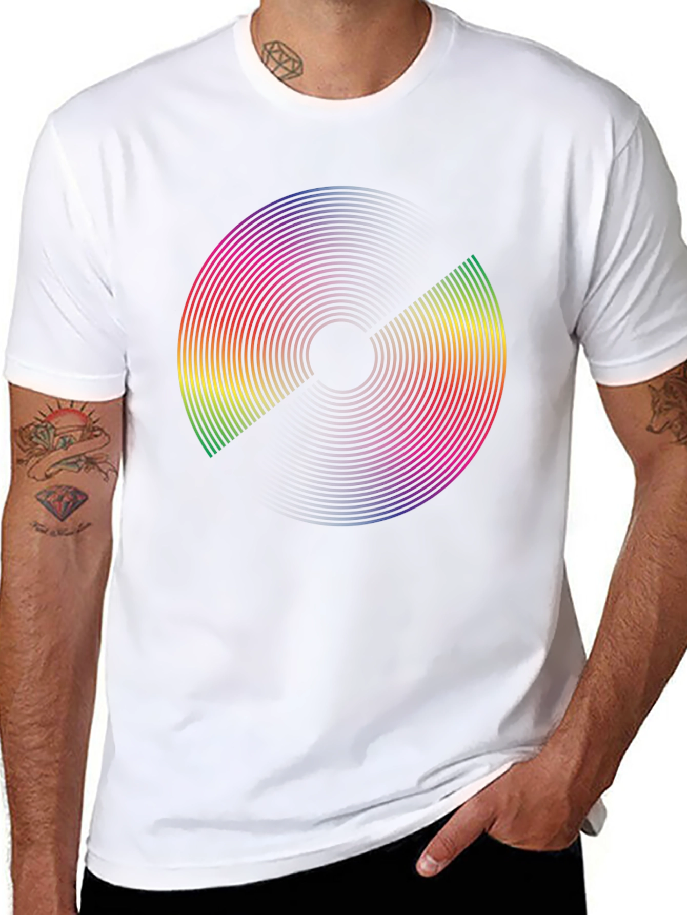 Rainbow Circle Graphic Black T-Shirt