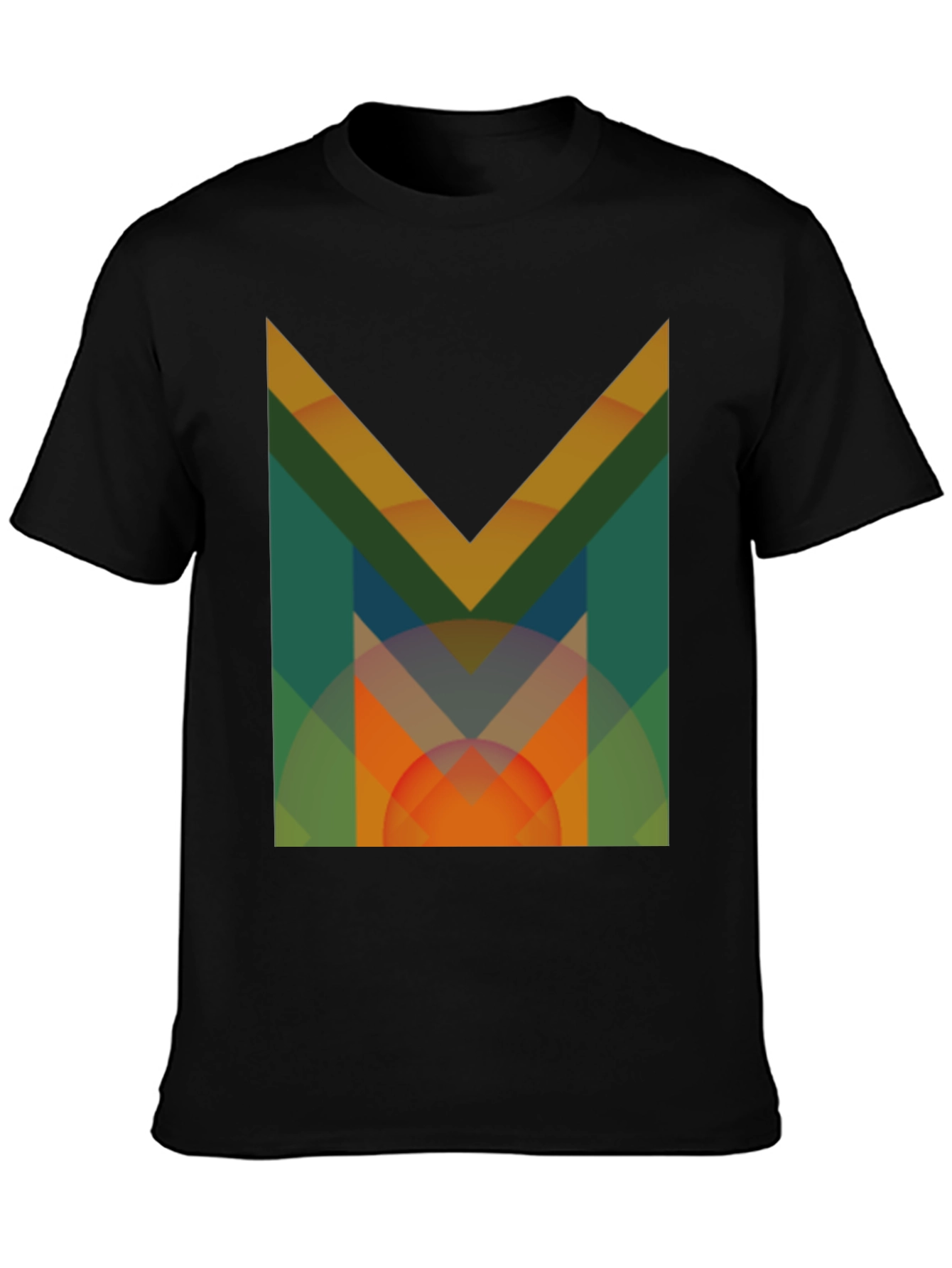 Abstract Geometric M Graphic Black T-Shirt