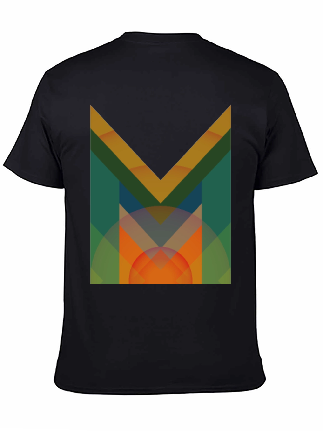 Abstract Geometric M Graphic Black T-Shirt
