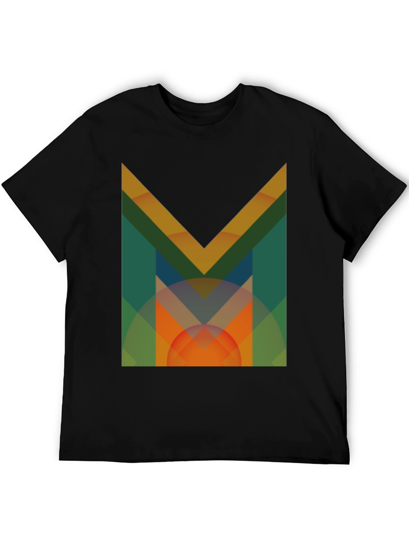 Abstract Geometric M Graphic Black T-Shirt