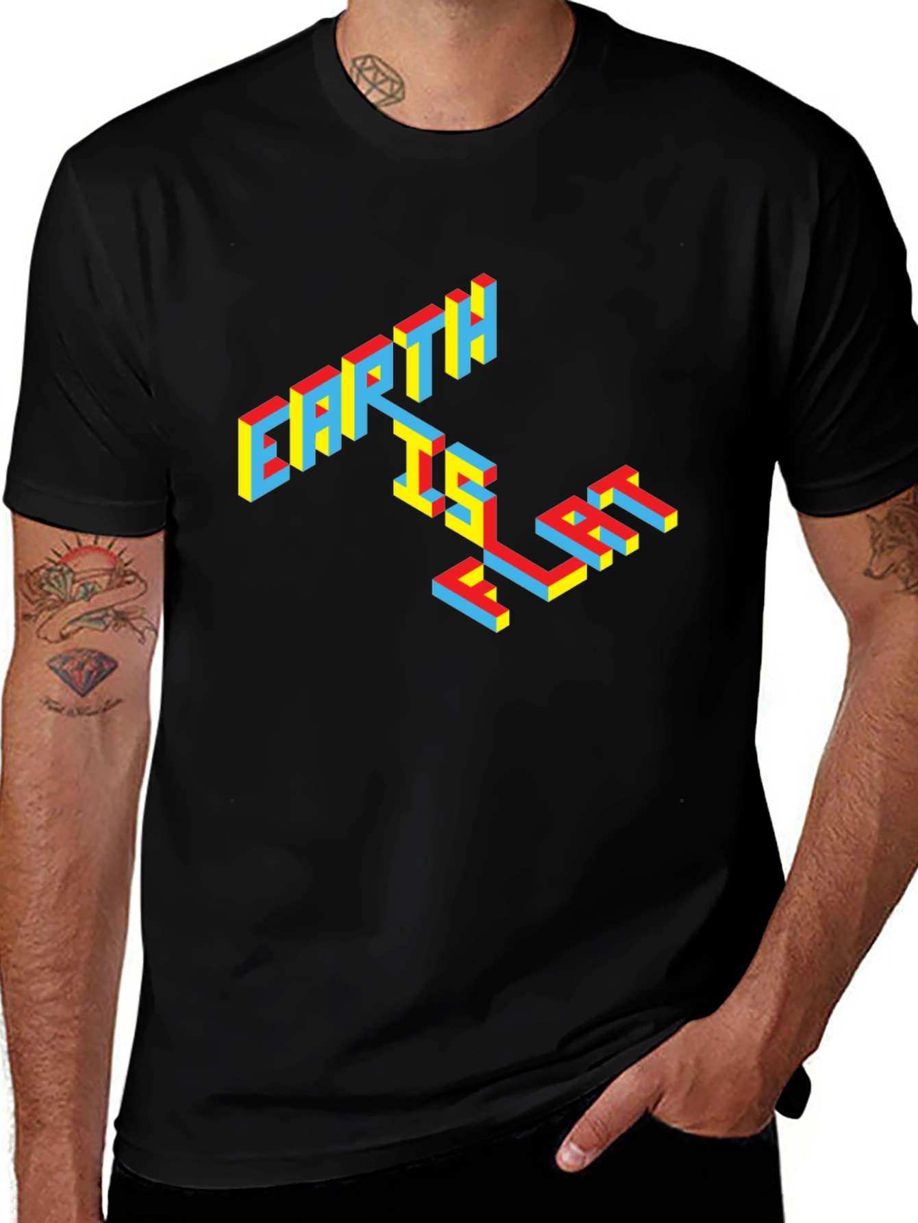 Earth Is Flat T-Shirt - Black Graphic Tee