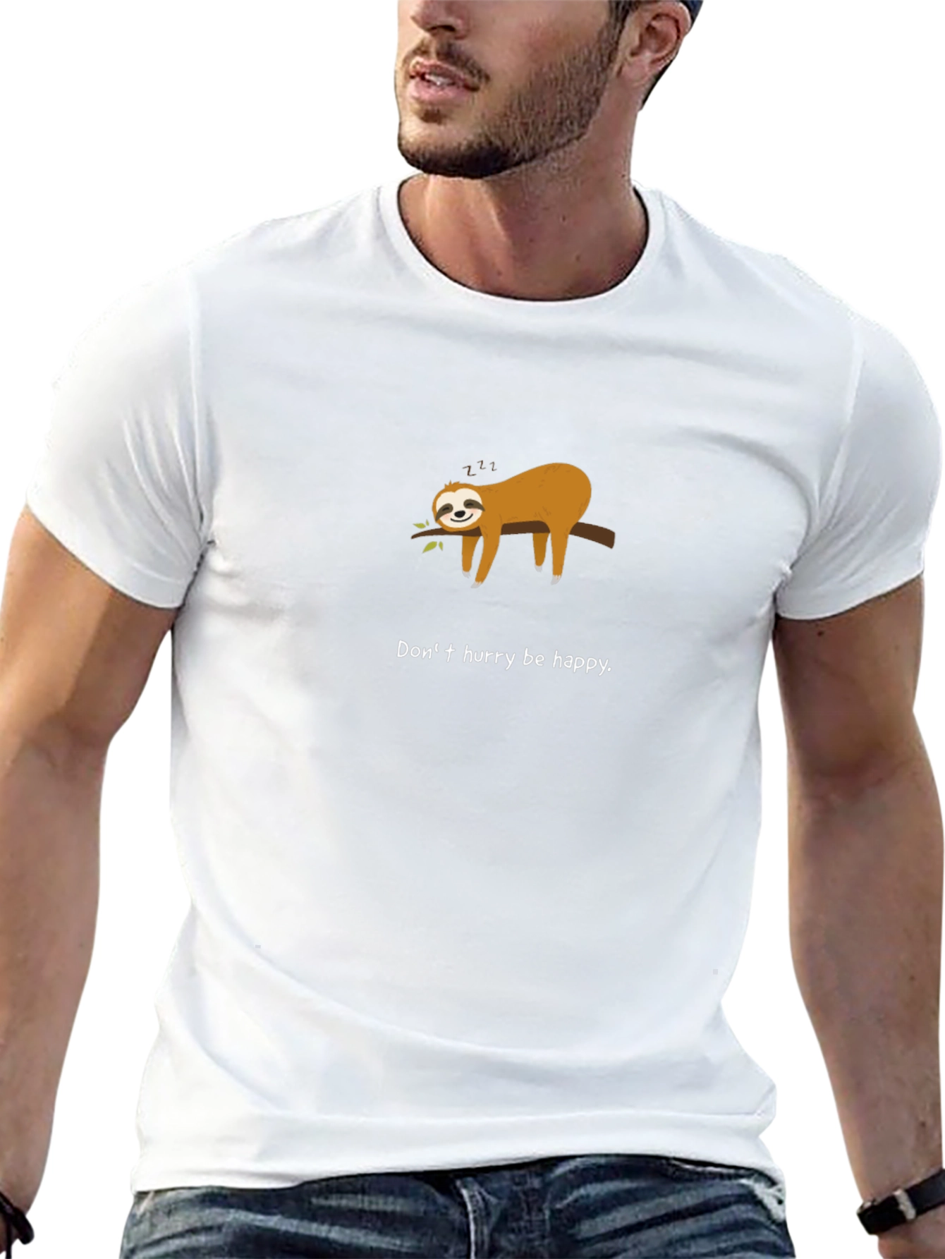 Sloth Be Happy T-Shirt - Relaxed Graphic Tee