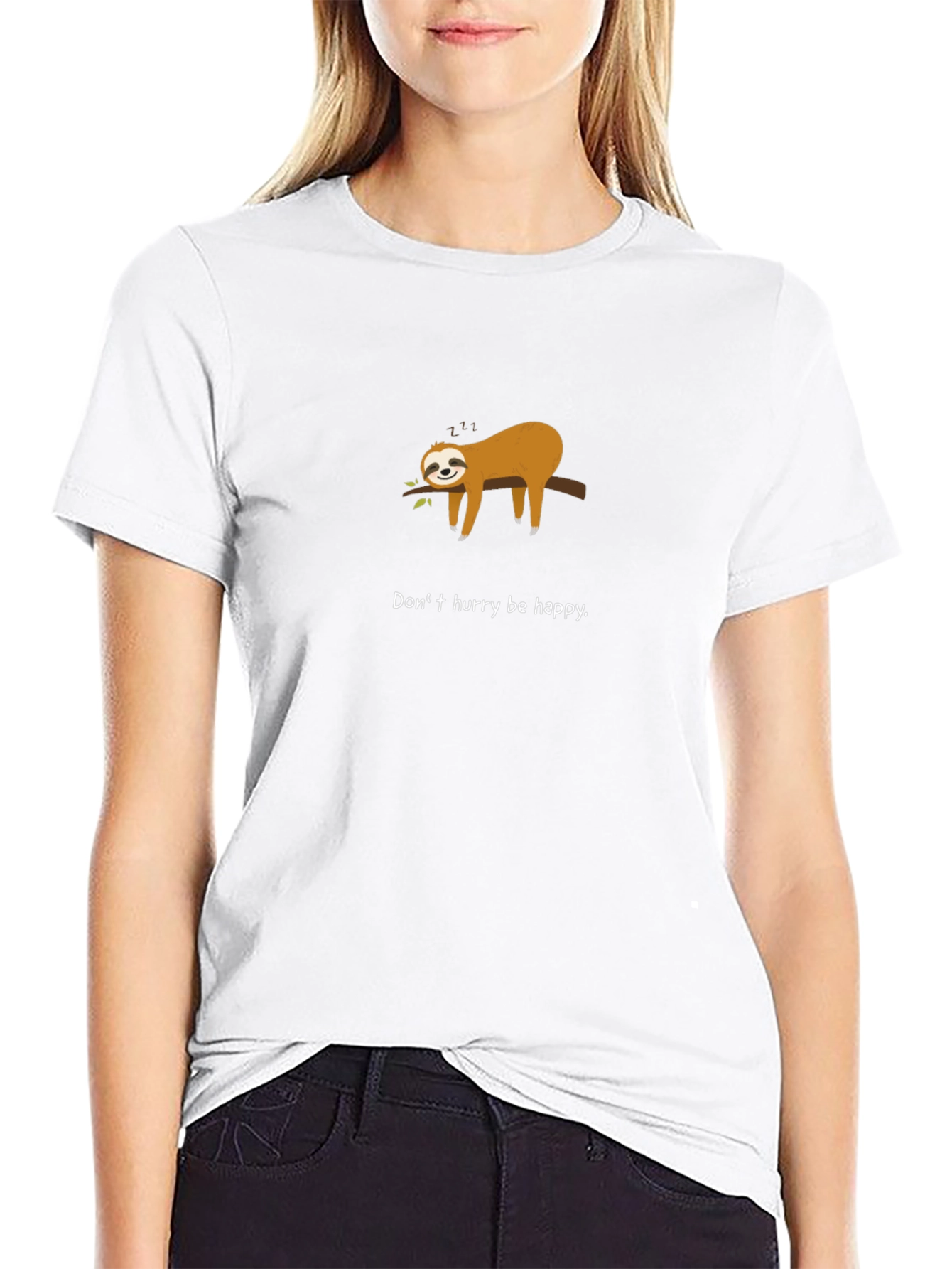 Sloth Be Happy T-Shirt - Relaxed Graphic Tee