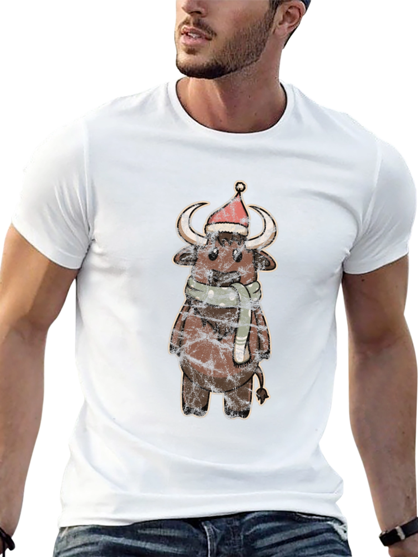 Festive Bull T-Shirt - Holiday Style!