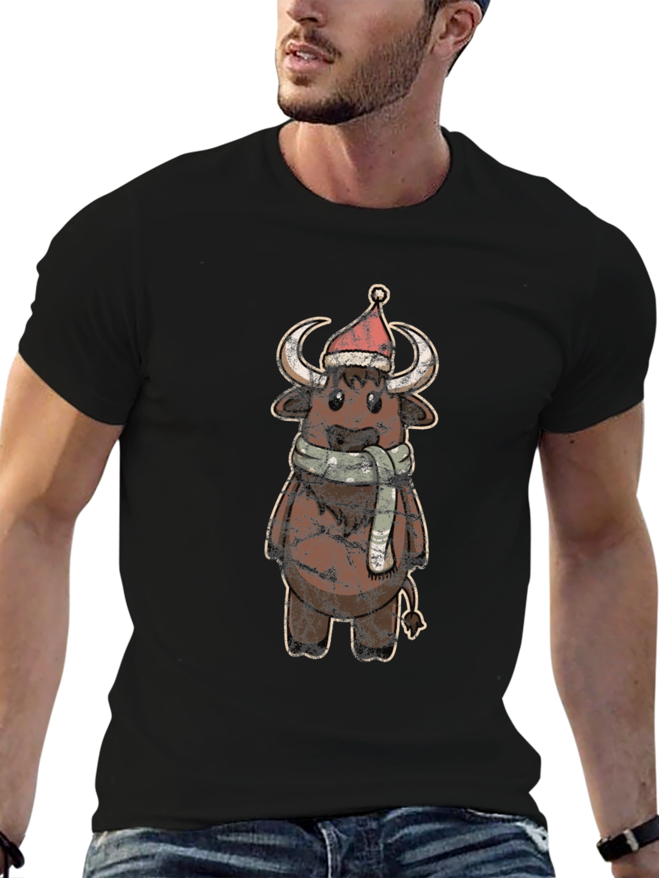 Festive Bull T-Shirt - Holiday Style!