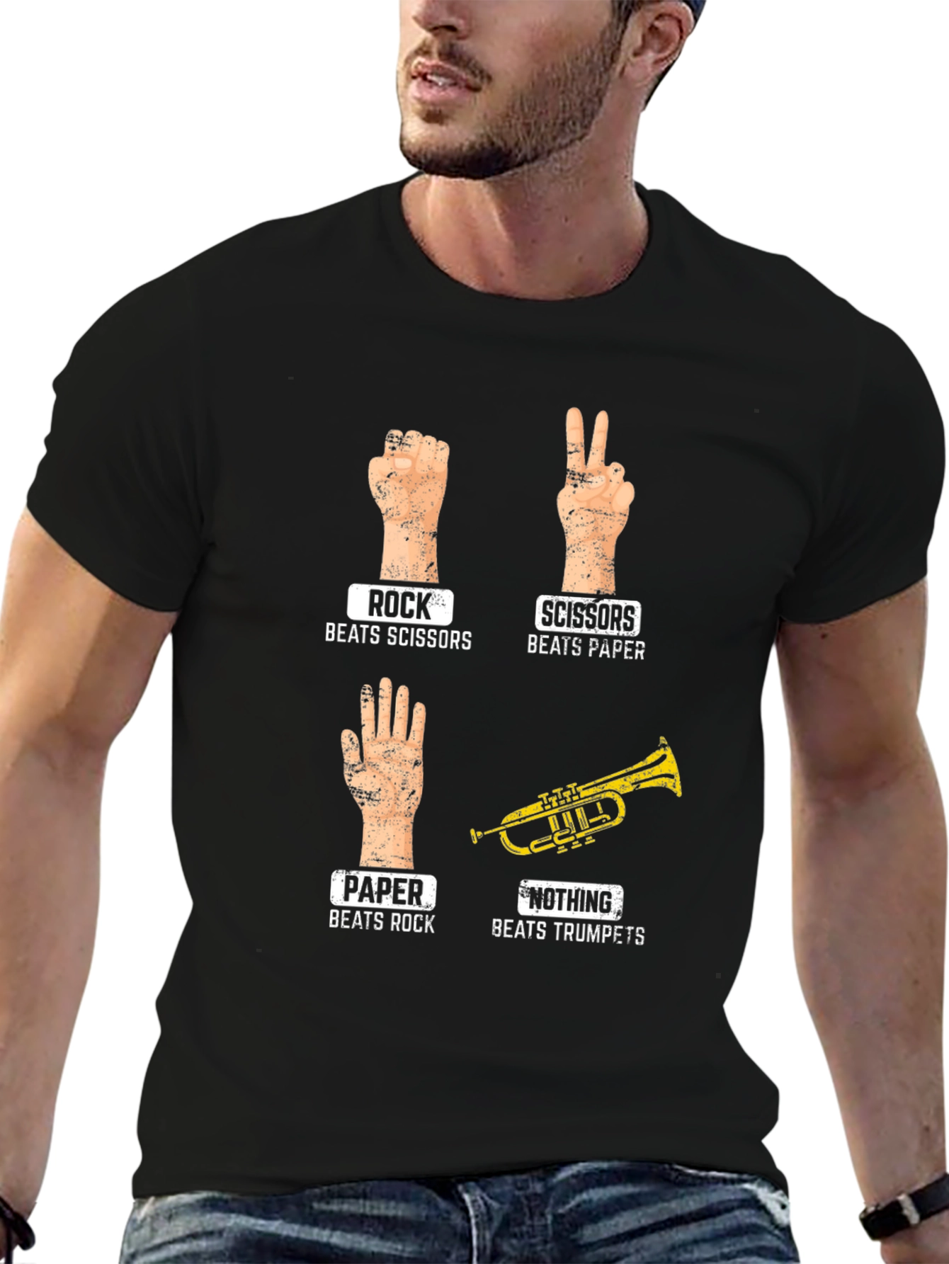 Rock Paper Scissors Trumpet Graphic Tee